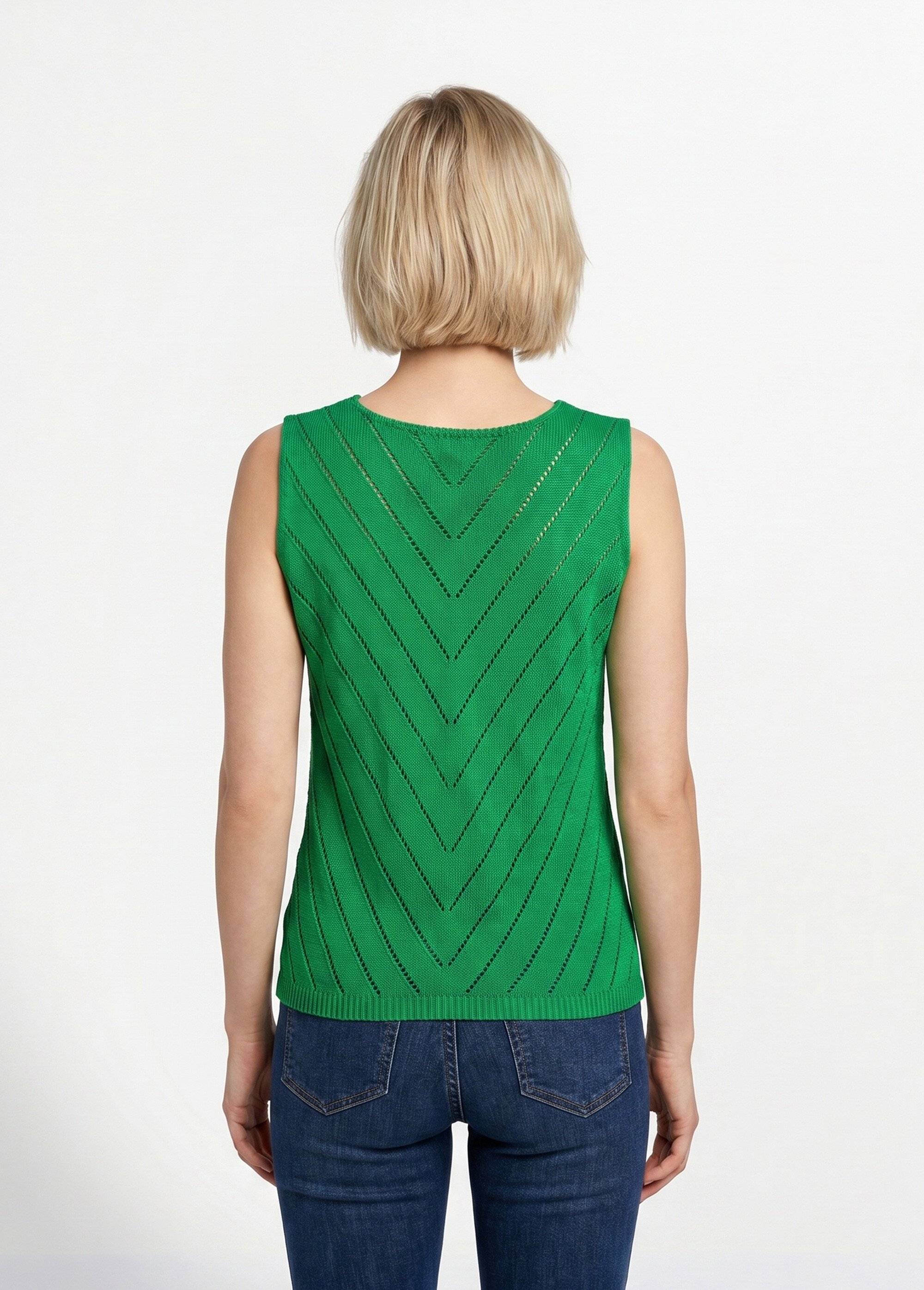 Pull débardeur fin ajouré coton Femme Vert MALANGE DO1