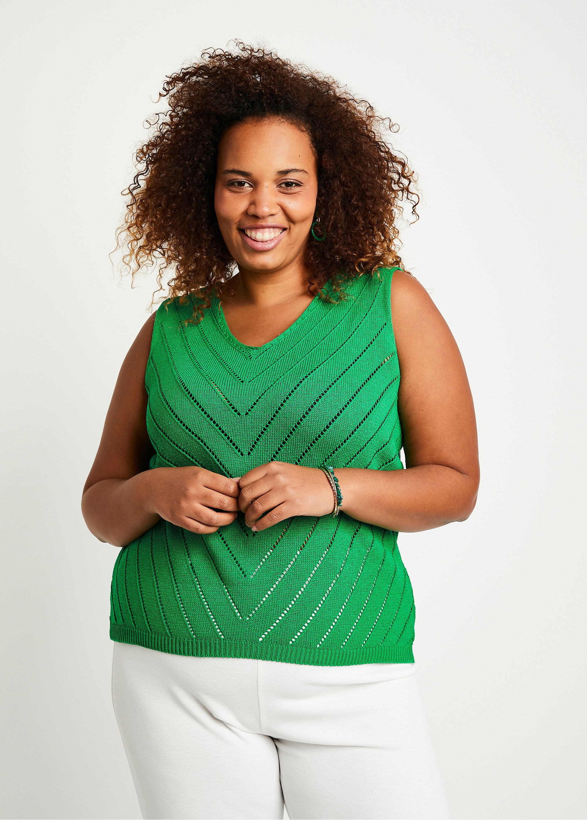 Pull débardeur fin ajouré coton