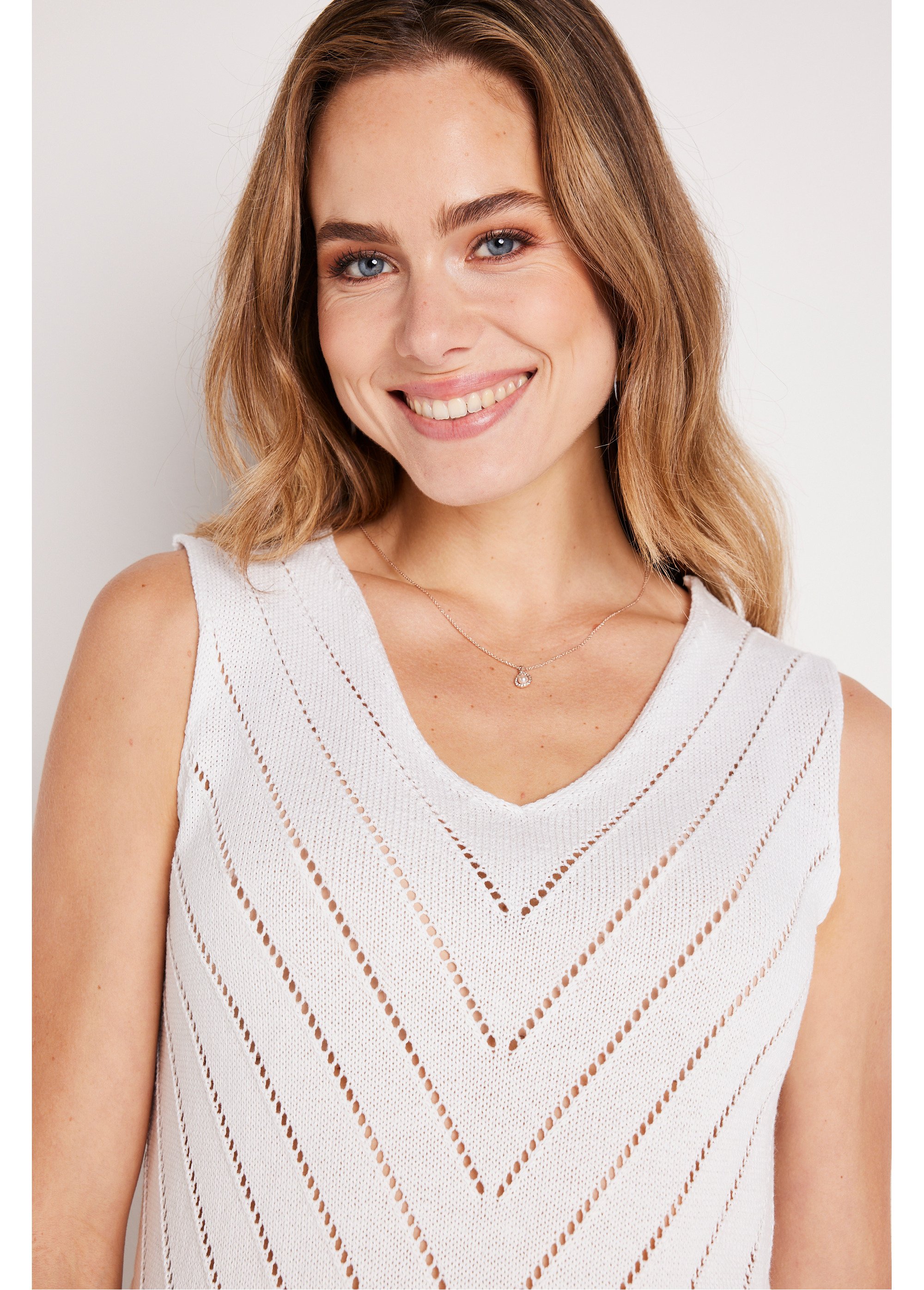 Pull débardeur fin ajouré coton