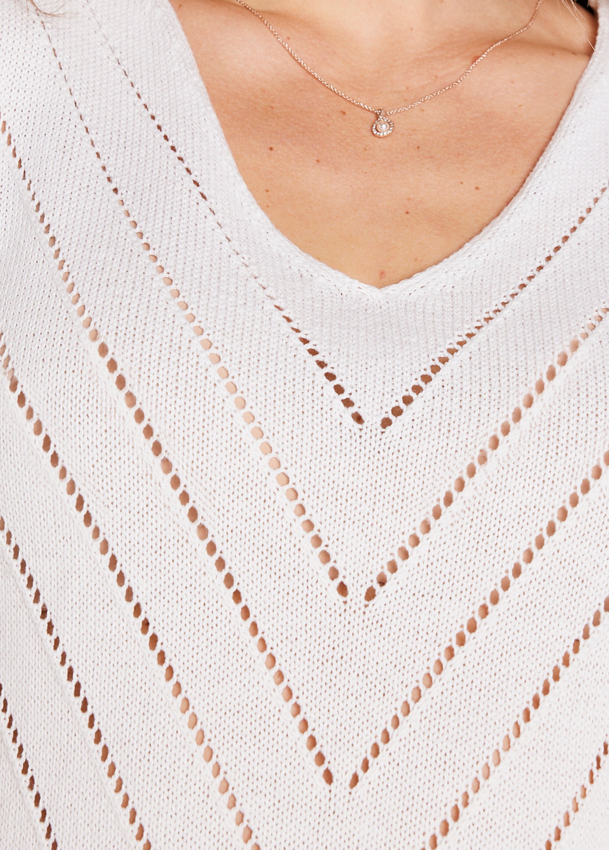 Pull débardeur fin ajouré coton Femme Blanc MALANGE DE1