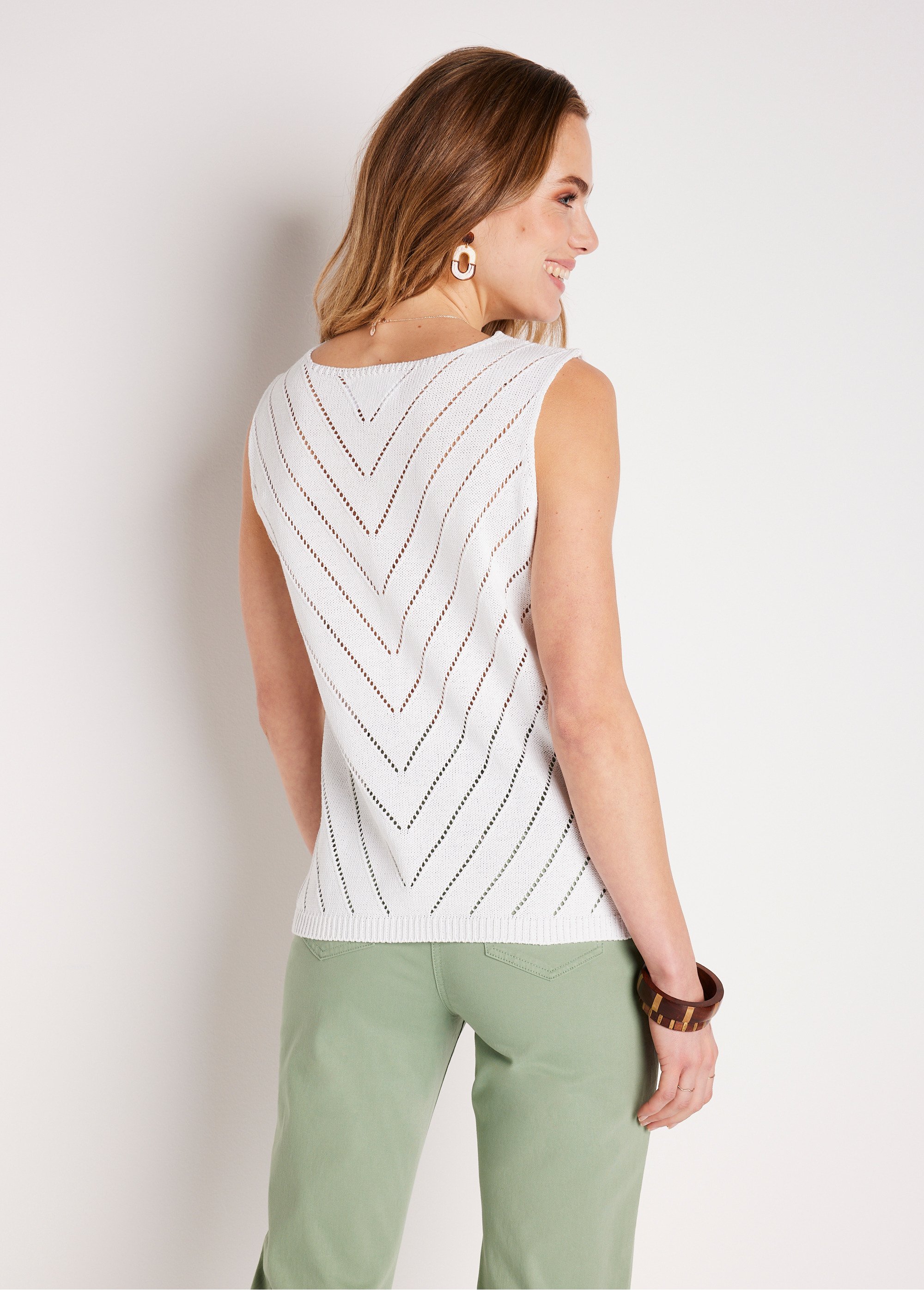 Pull débardeur fin ajouré coton