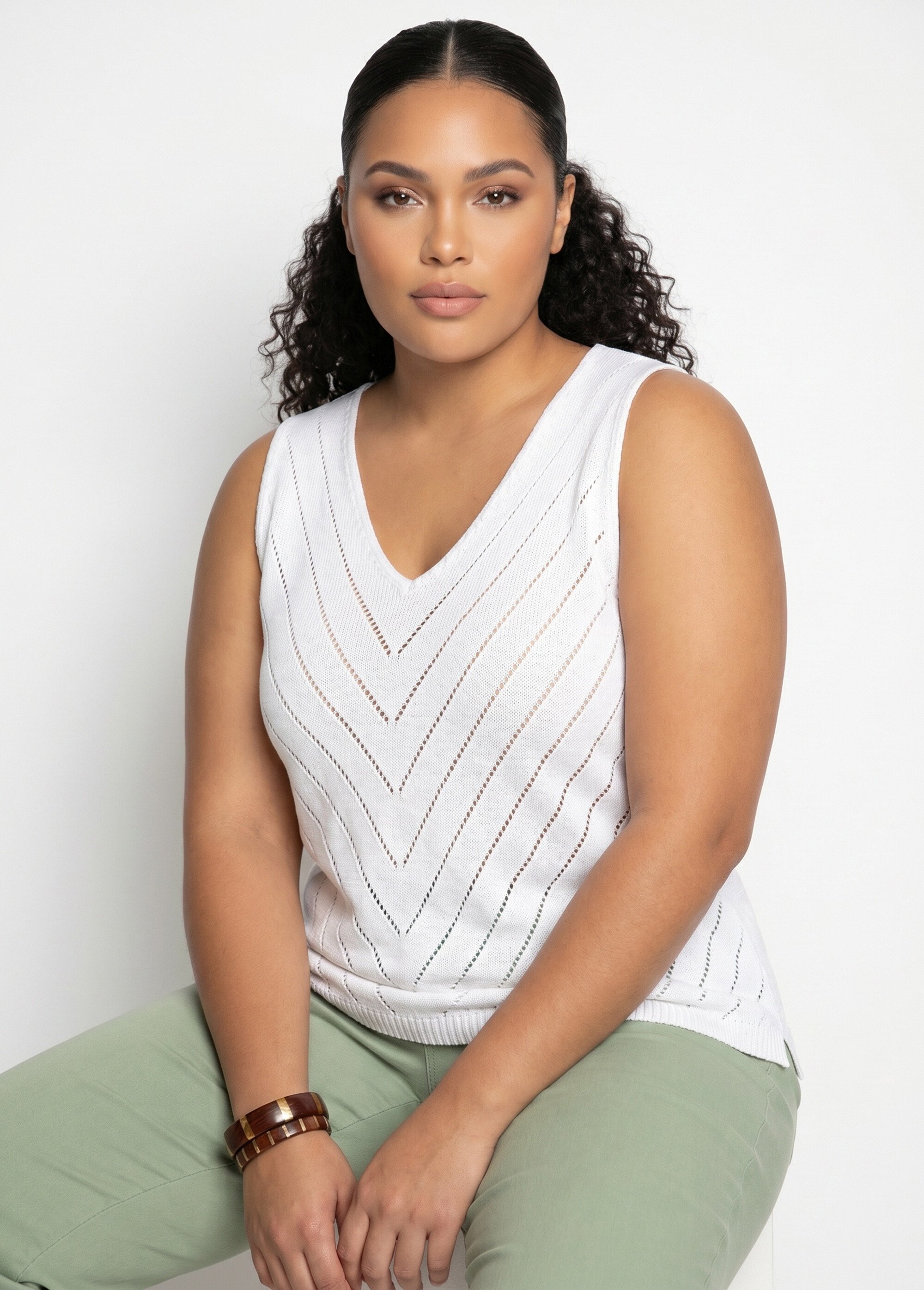 Pull débardeur fin ajouré coton