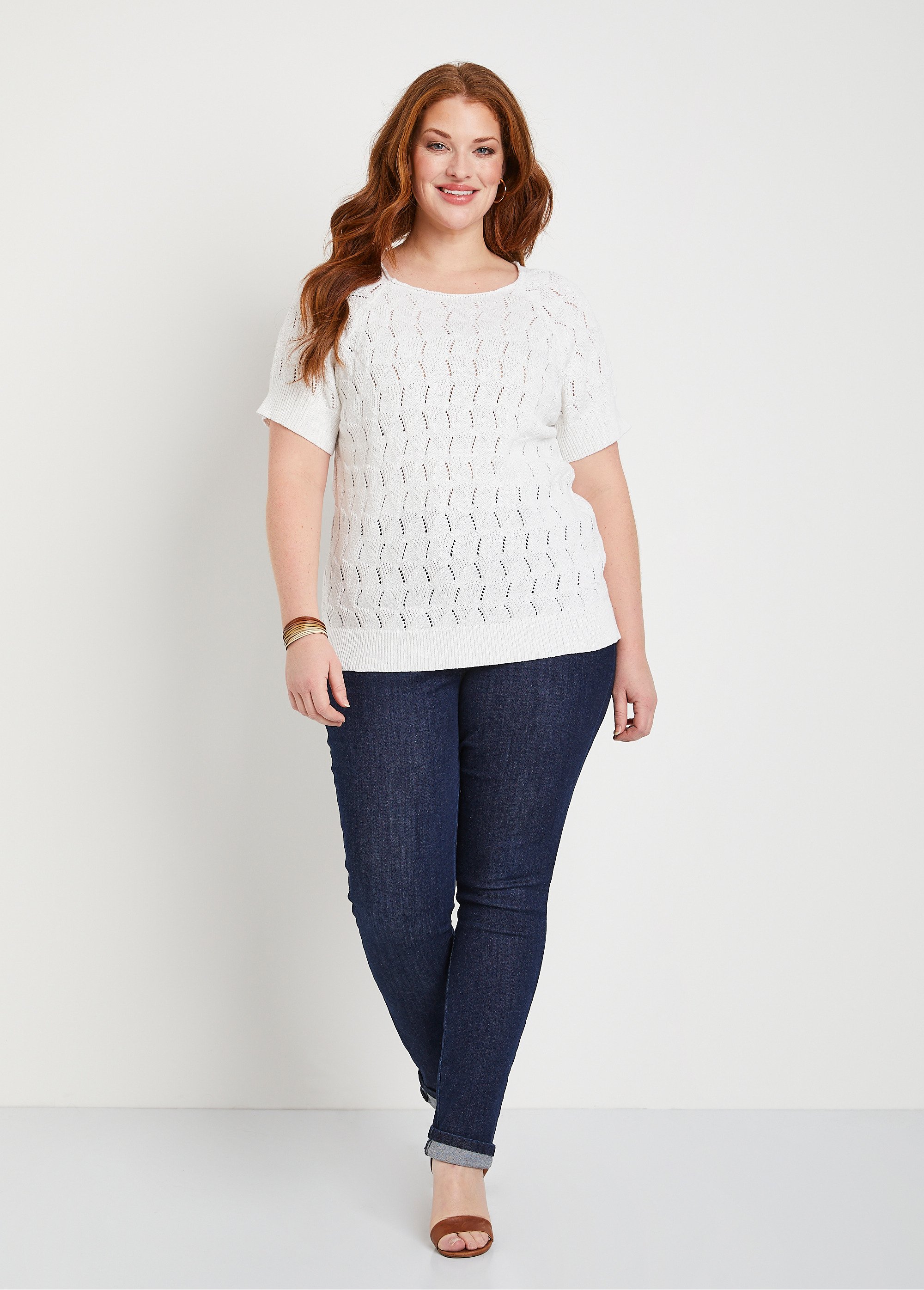 Pull Printanier Habillé Blanc Manches Courtes - Taille T M/L 42/44 - Neuf Sans étiquettes