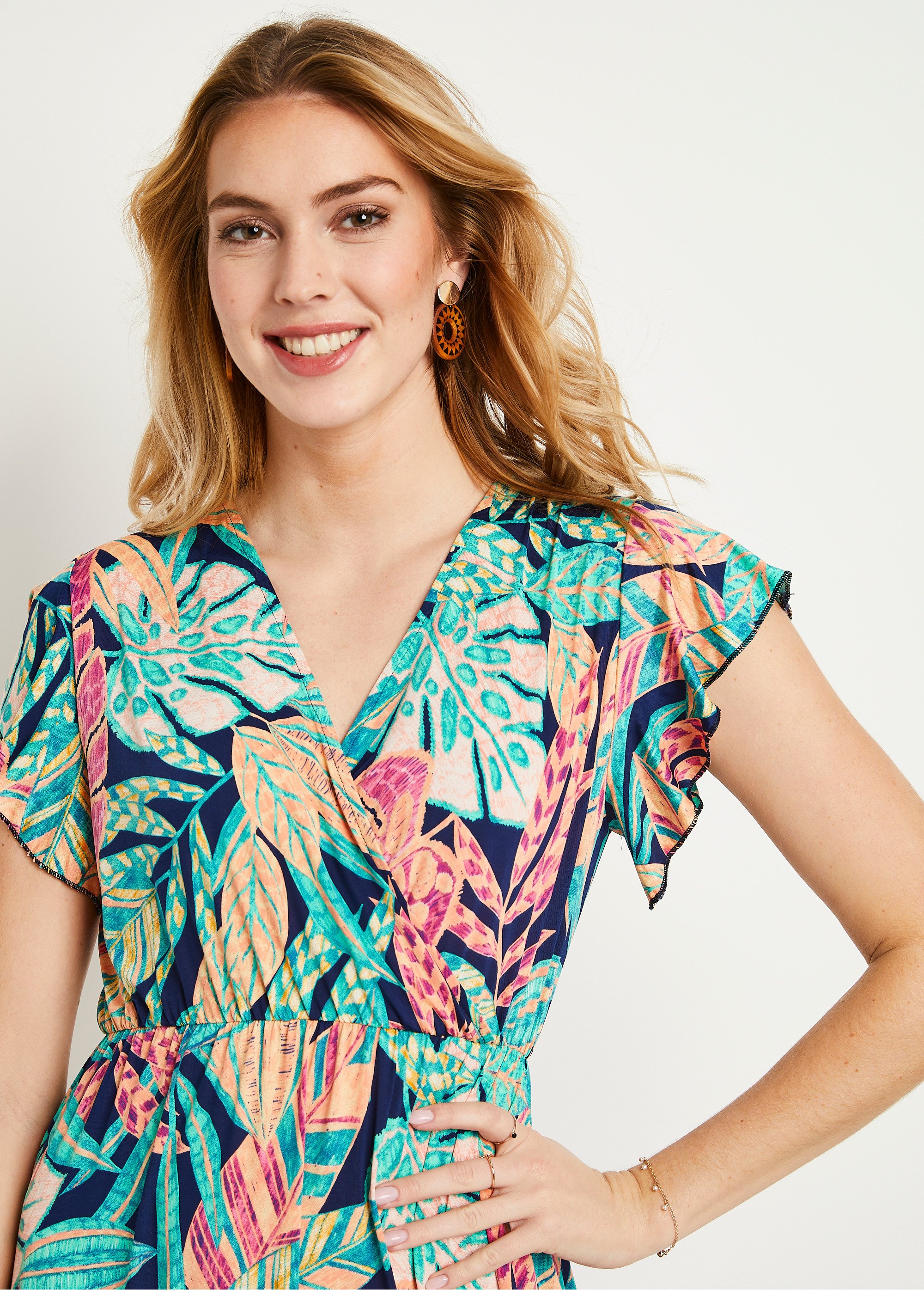 Afibel Robe Housse Fluide Robe Unie Courte Col V En Maille Côtelée