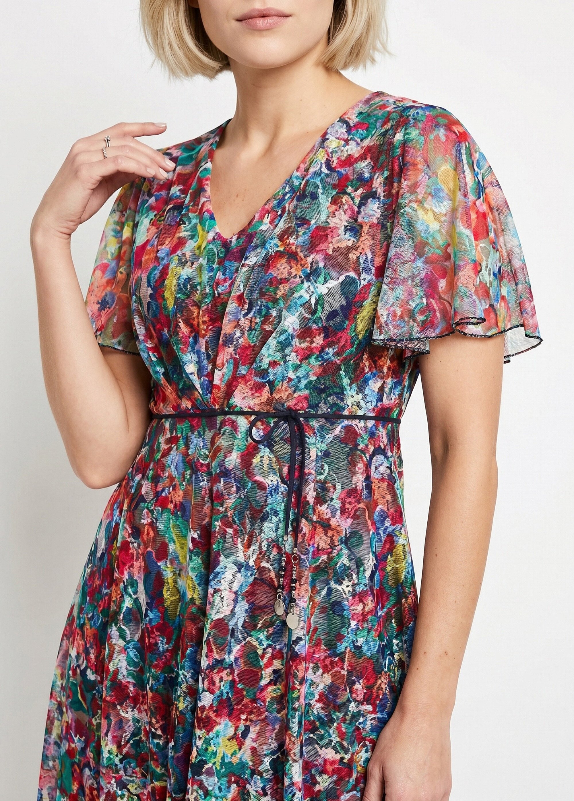 Robe courte dentelle fleurie évasée Femme Rose ENONCE DE1