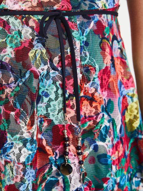 Robe courte dentelle fleurie évasée Femme Rose ENONCE DE2