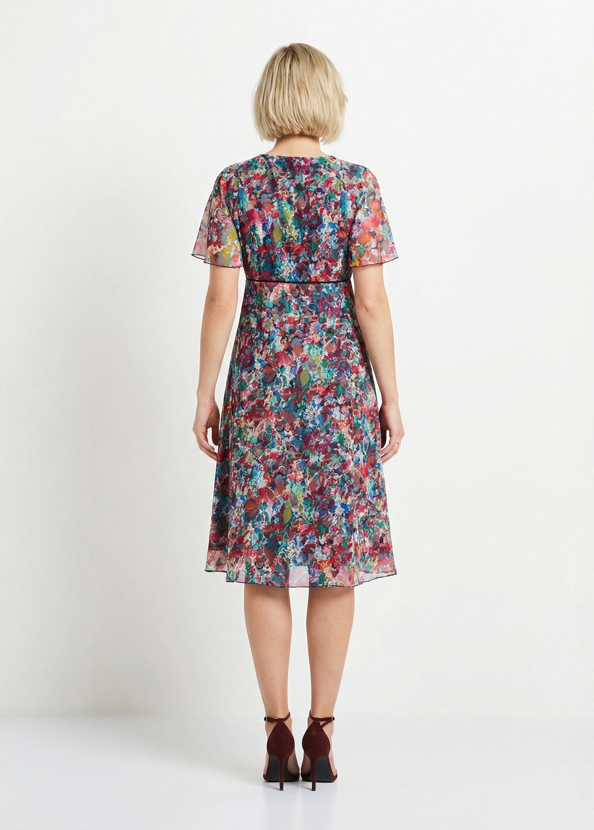 Robe courte dentelle fleurie évasée Femme Rose ENONCE DO1