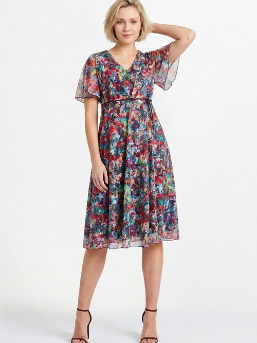 Robe courte dentelle fleurie évasée Femme Rose ENONCE MV1
