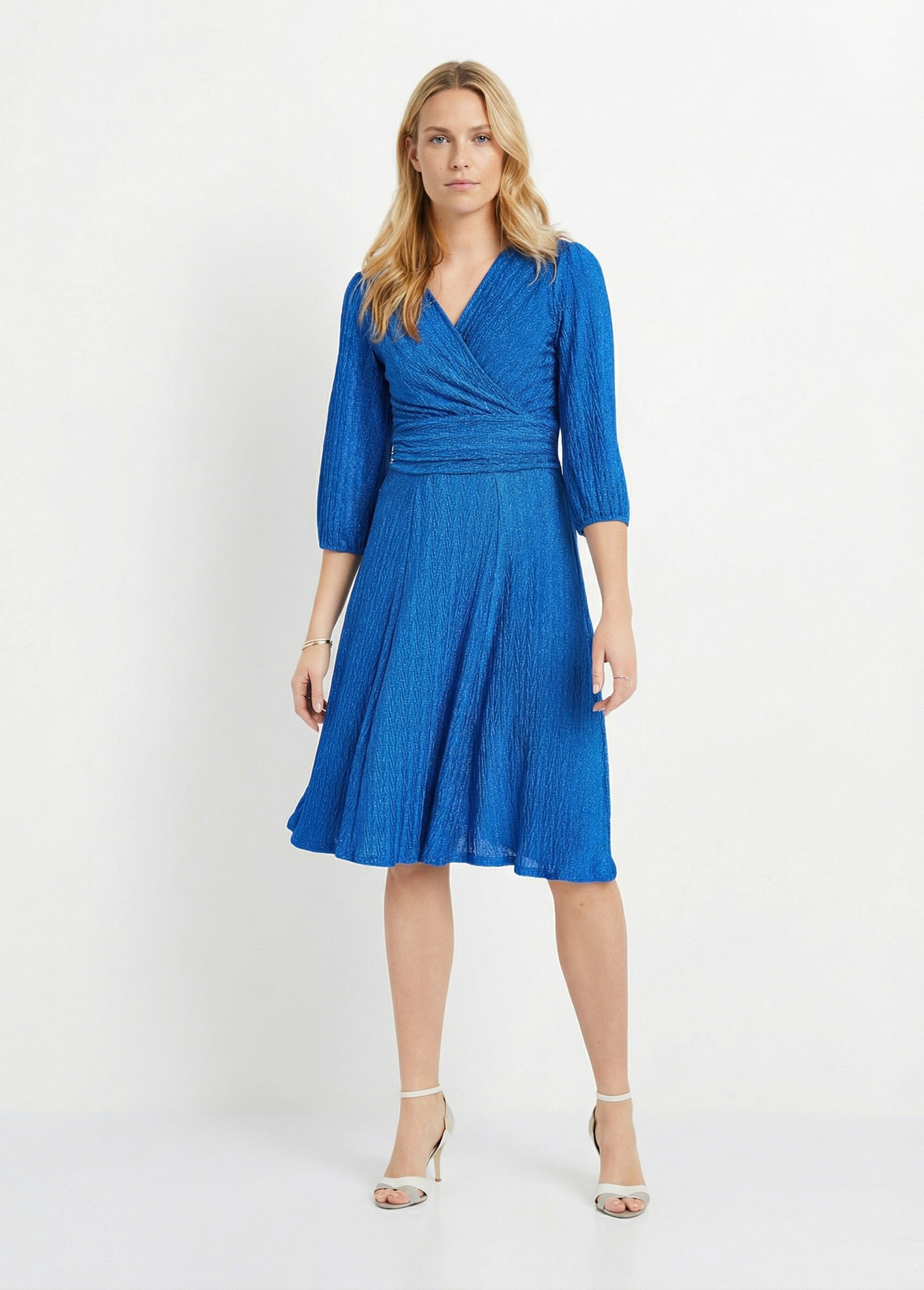 Robe courte pailletée cache-coeur Femme Bleu EXCEPTION FA1