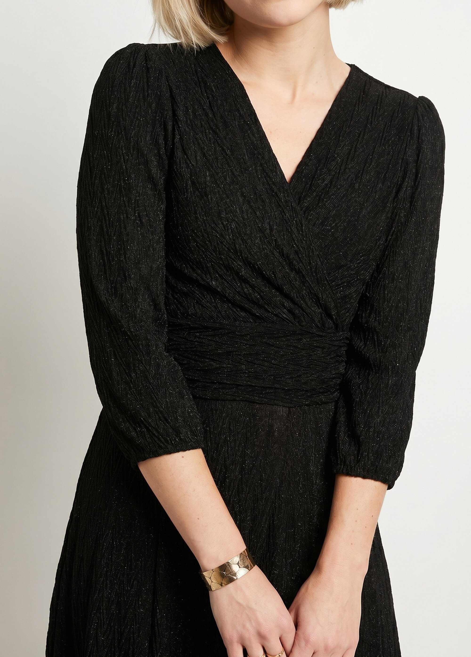 Robe courte pailletée cache-coeur Femme Noir EXCEPTION DE1