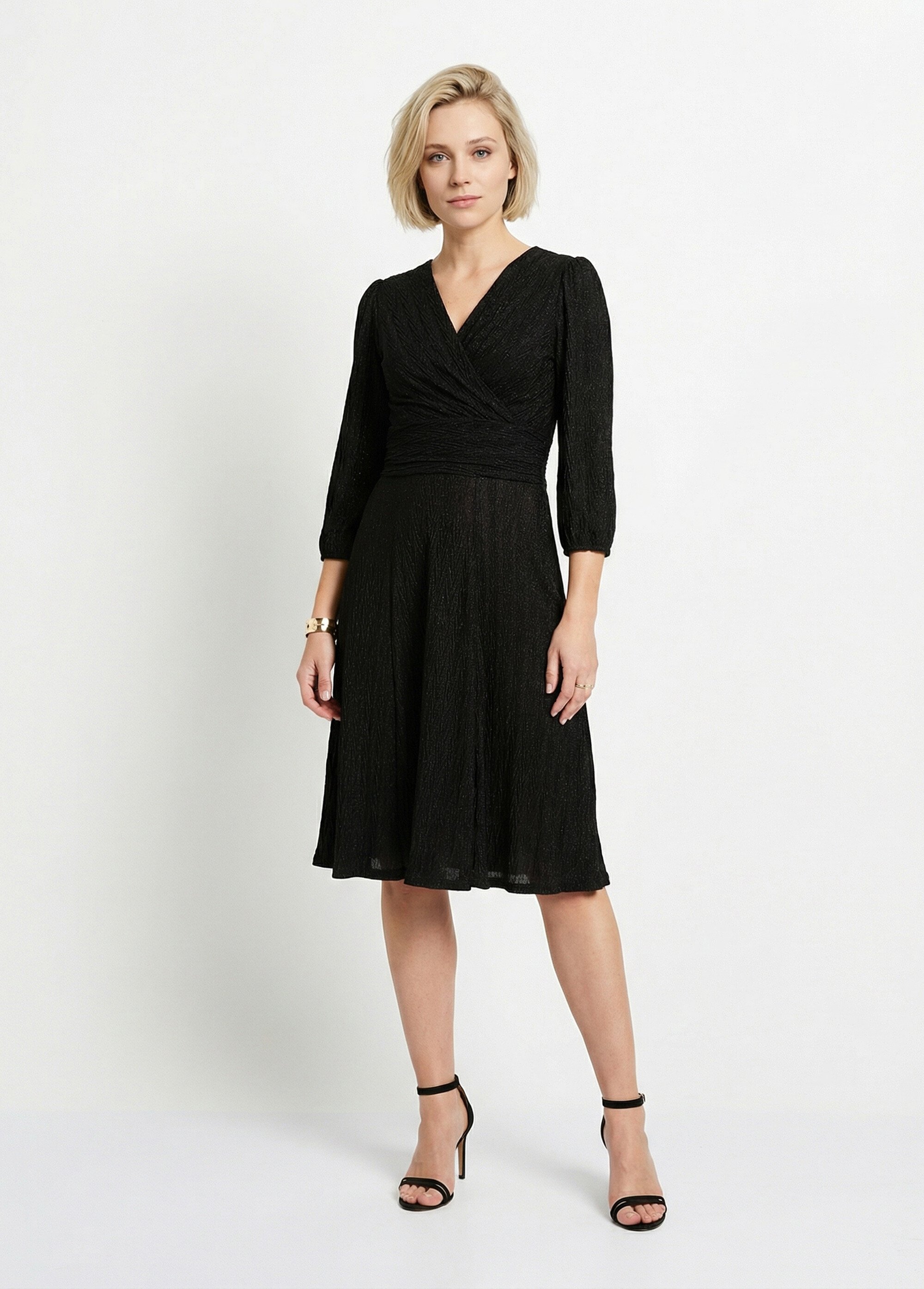 Robe courte pailletée cache-coeur Femme Noir EXCEPTION FA1