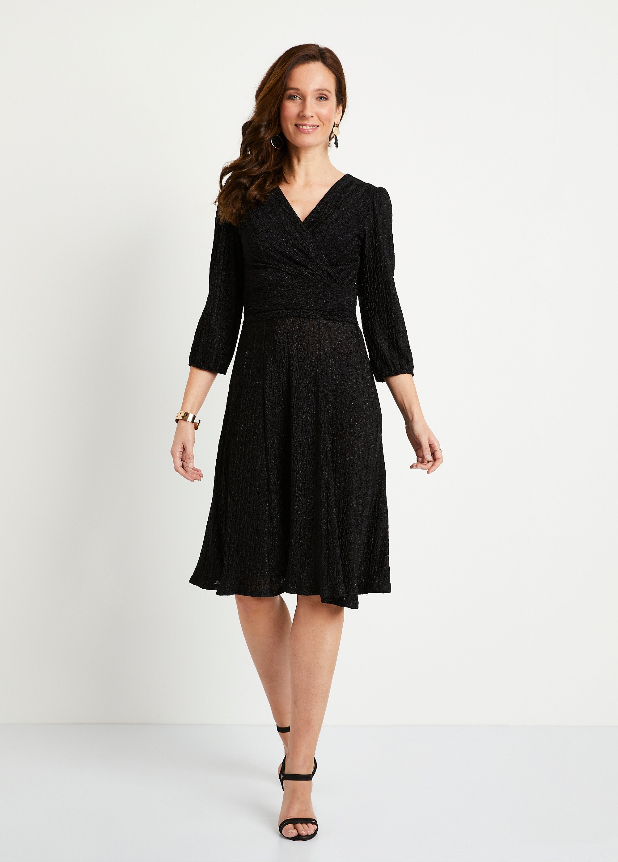 Robe courte pailletée cache-coeur Femme Noir EXCEPTION FA2