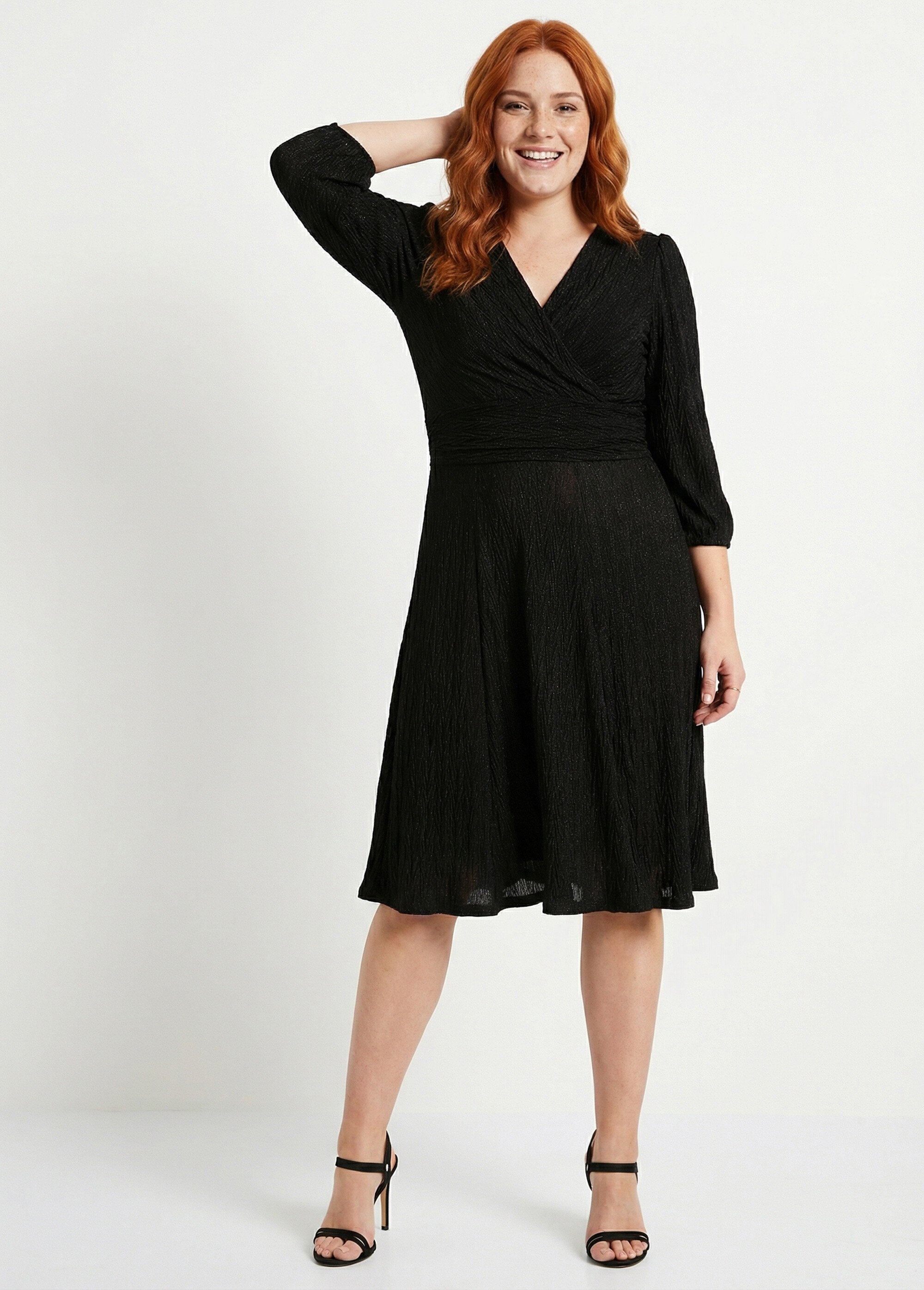 Robe courte pailletée cache-coeur Femme Grande Taille Noir EXCEPTION MV1