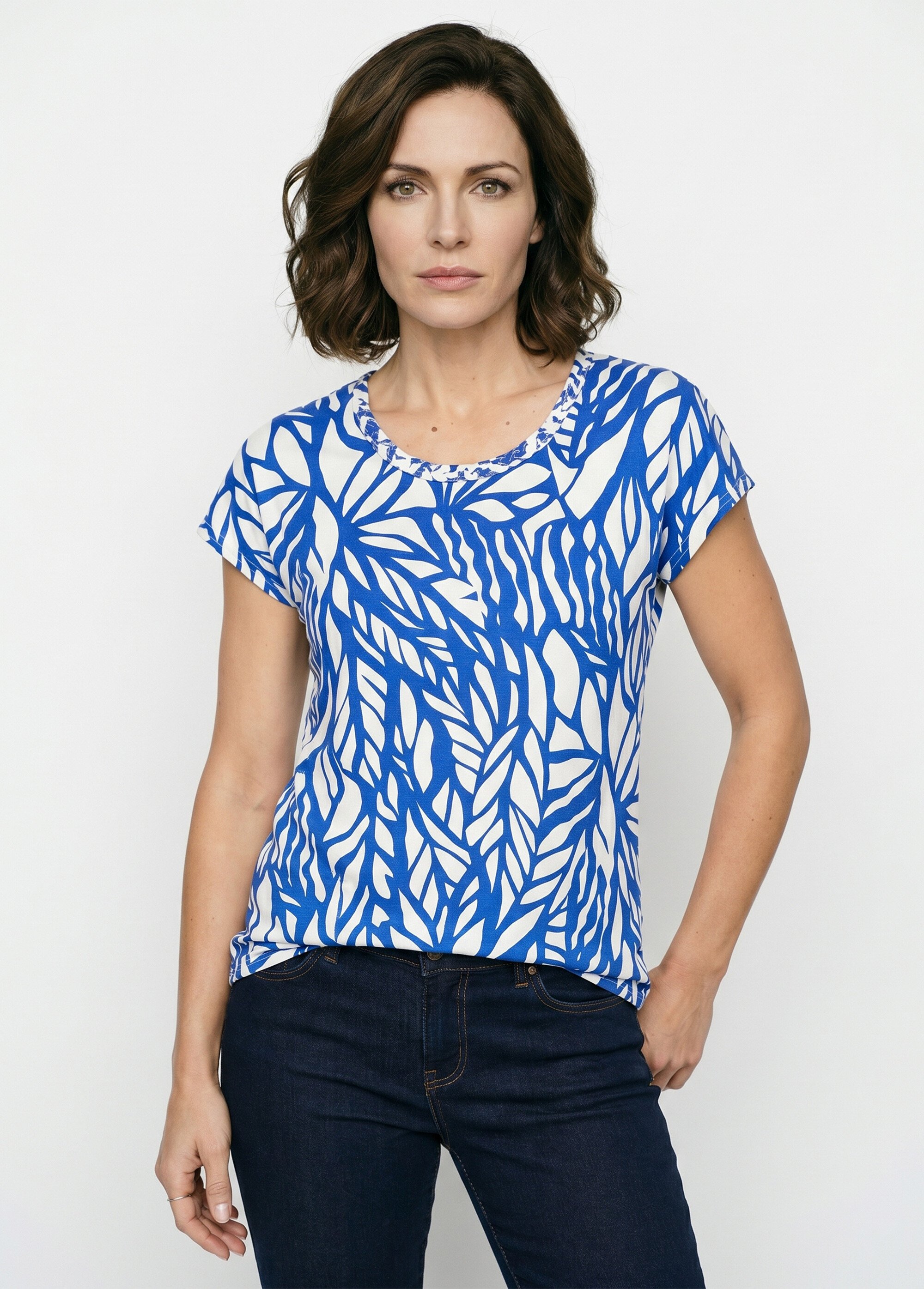 T-shirt court motif graphique Femme Bleu CAGNY FA1