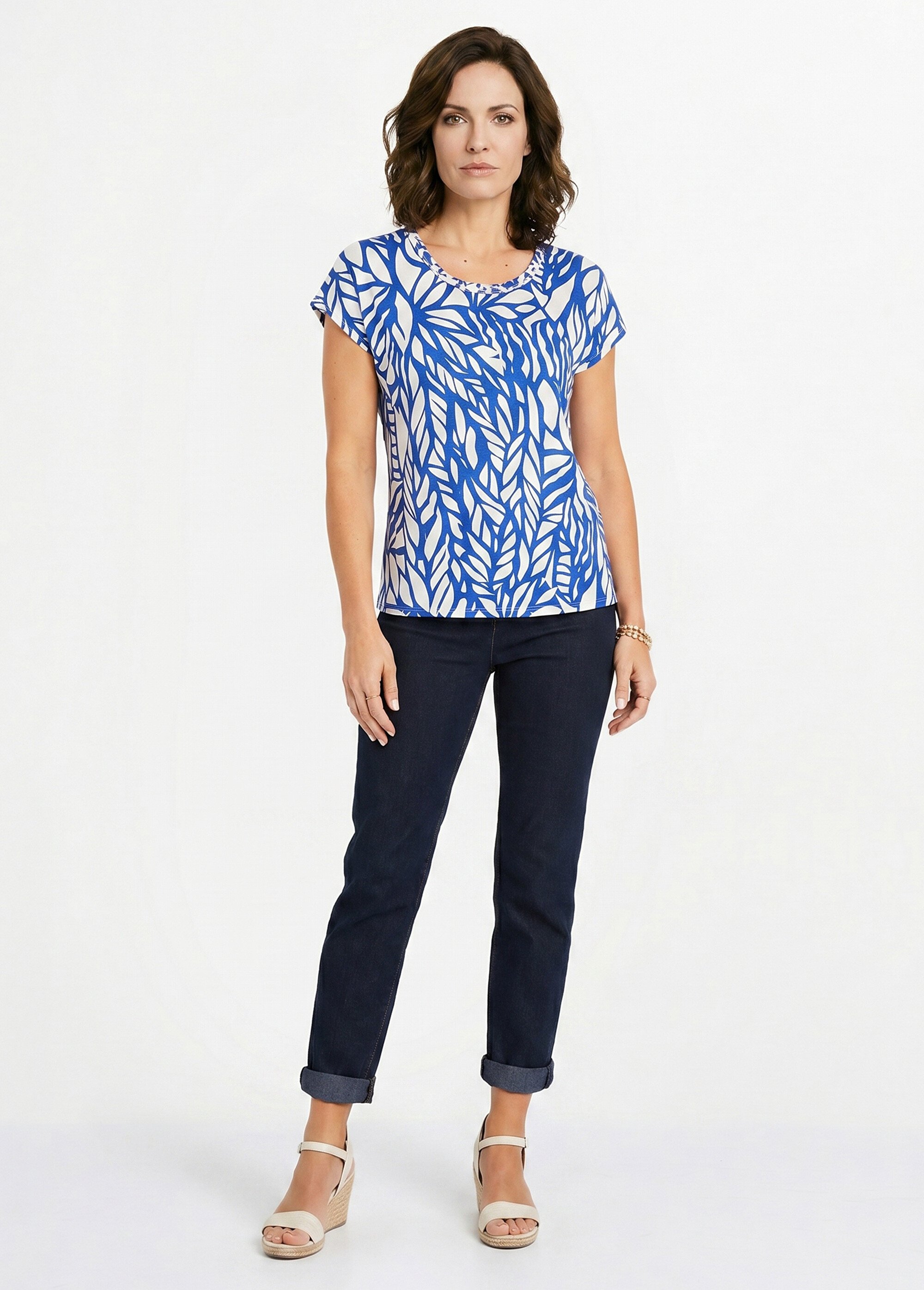 T-shirt court motif graphique Femme Bleu CAGNY SI1