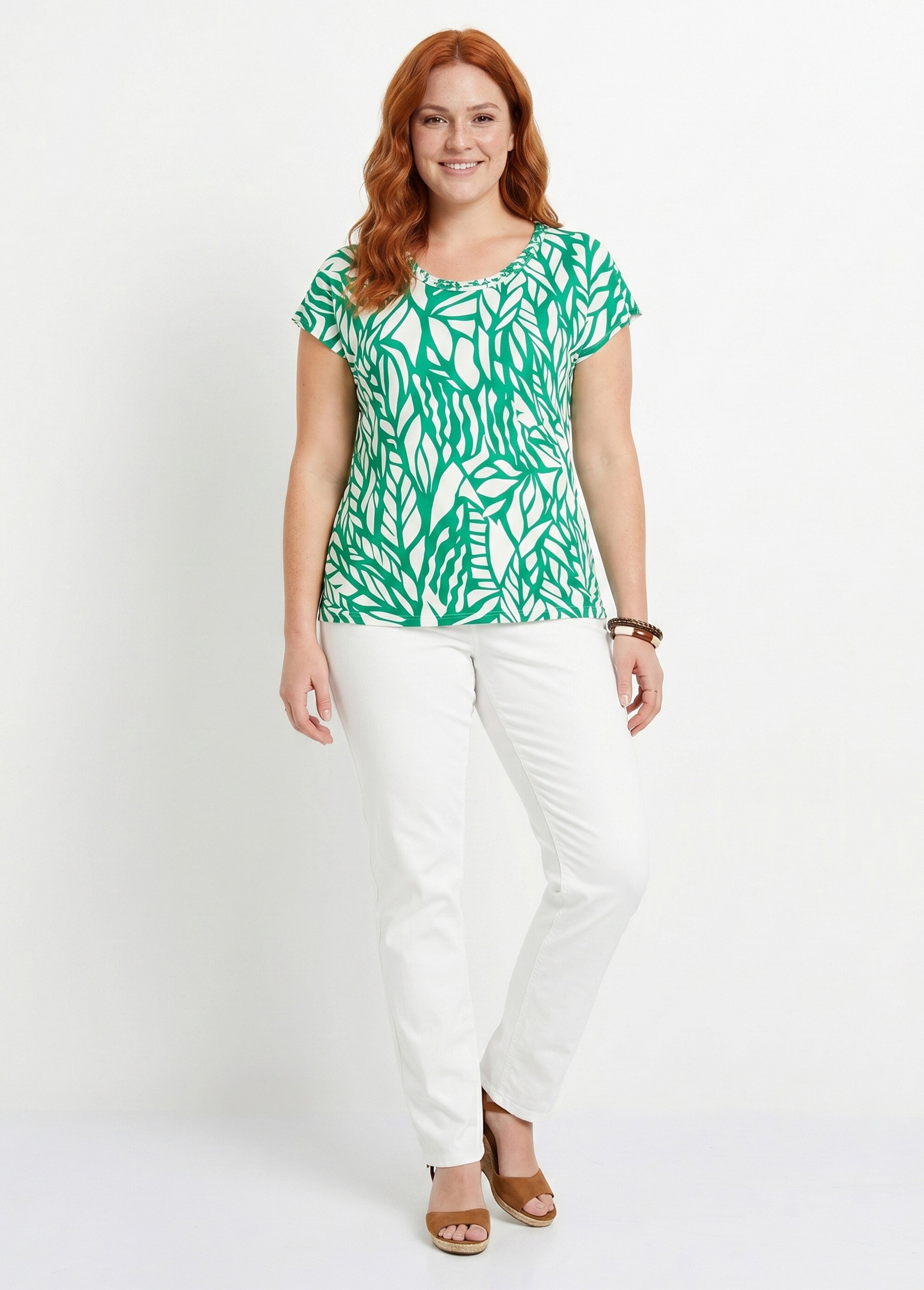 T-shirt court motif graphique Femme Grande Taille Vert CAGNY SI1