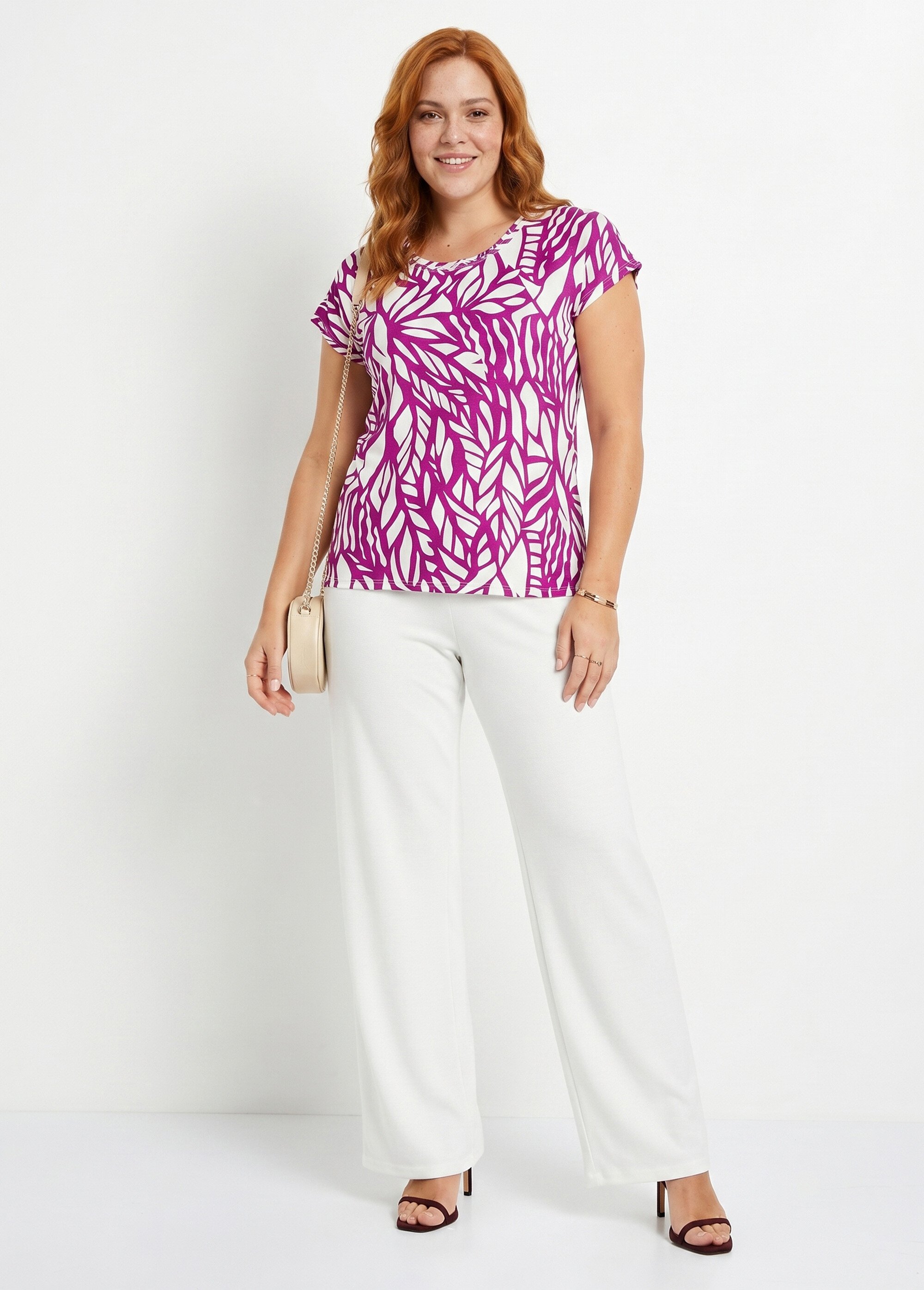 T-shirt court motif graphique Femme Grande Taille Violet CAGNY SI1