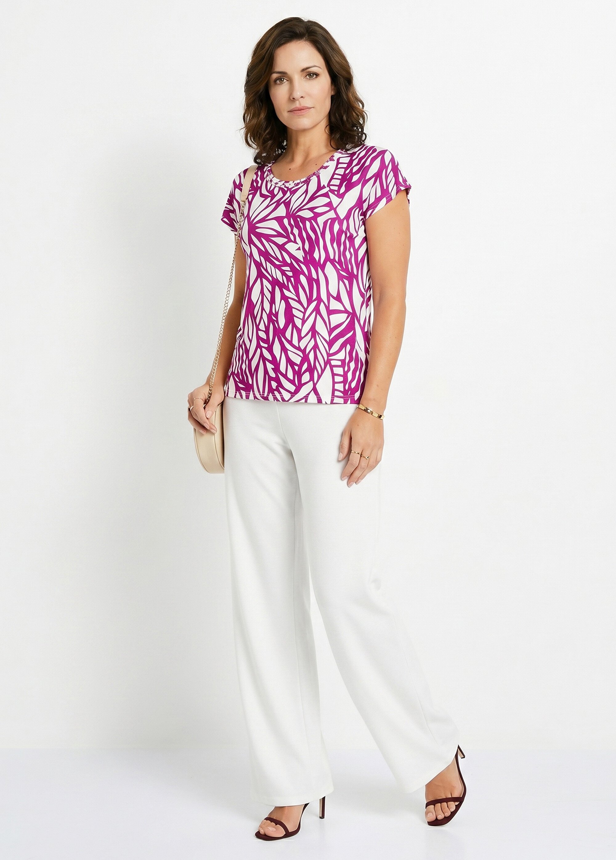 T-shirt court motif graphique Femme Violet CAGNY SI1