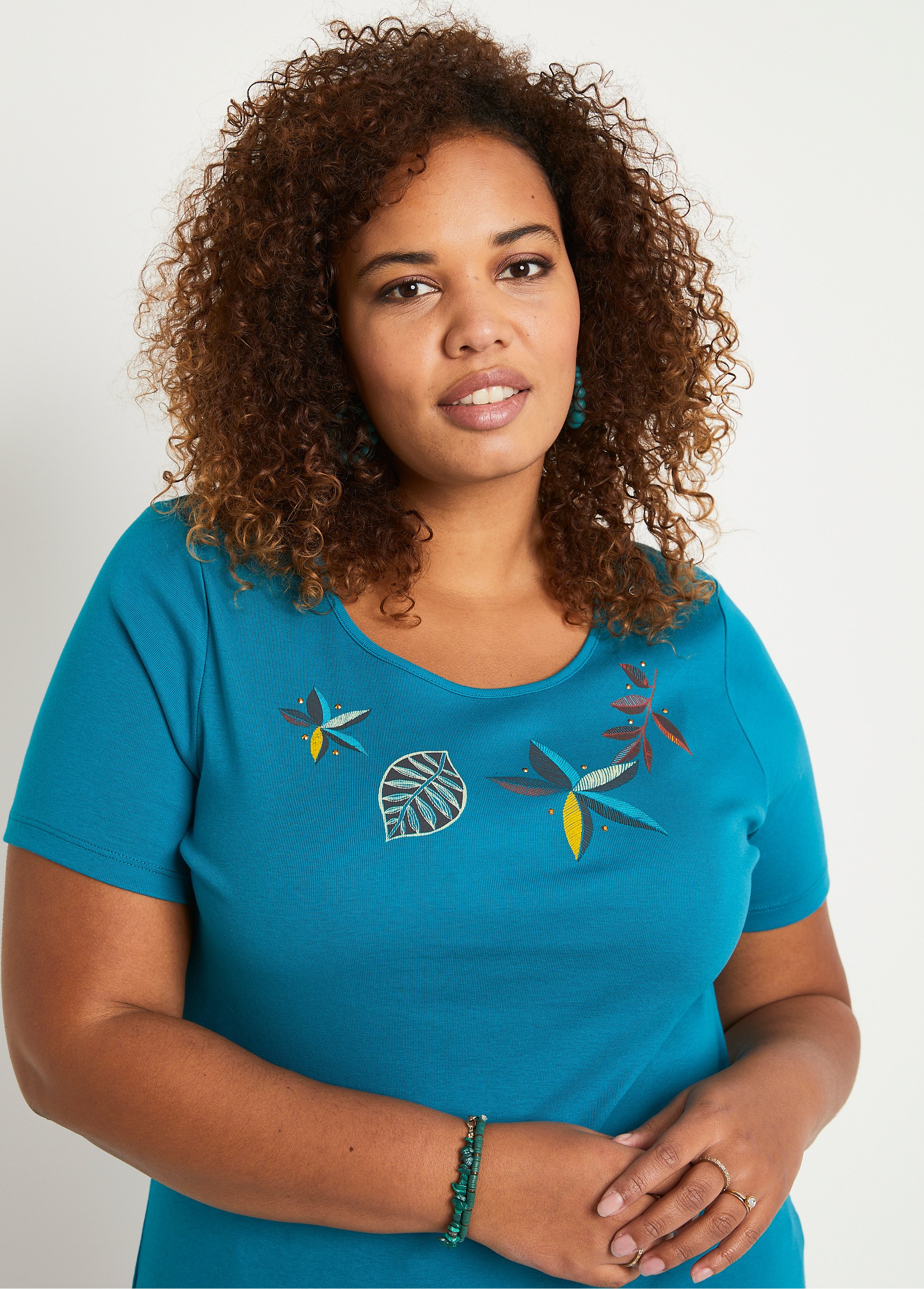 T-shirt droit long manches courtes