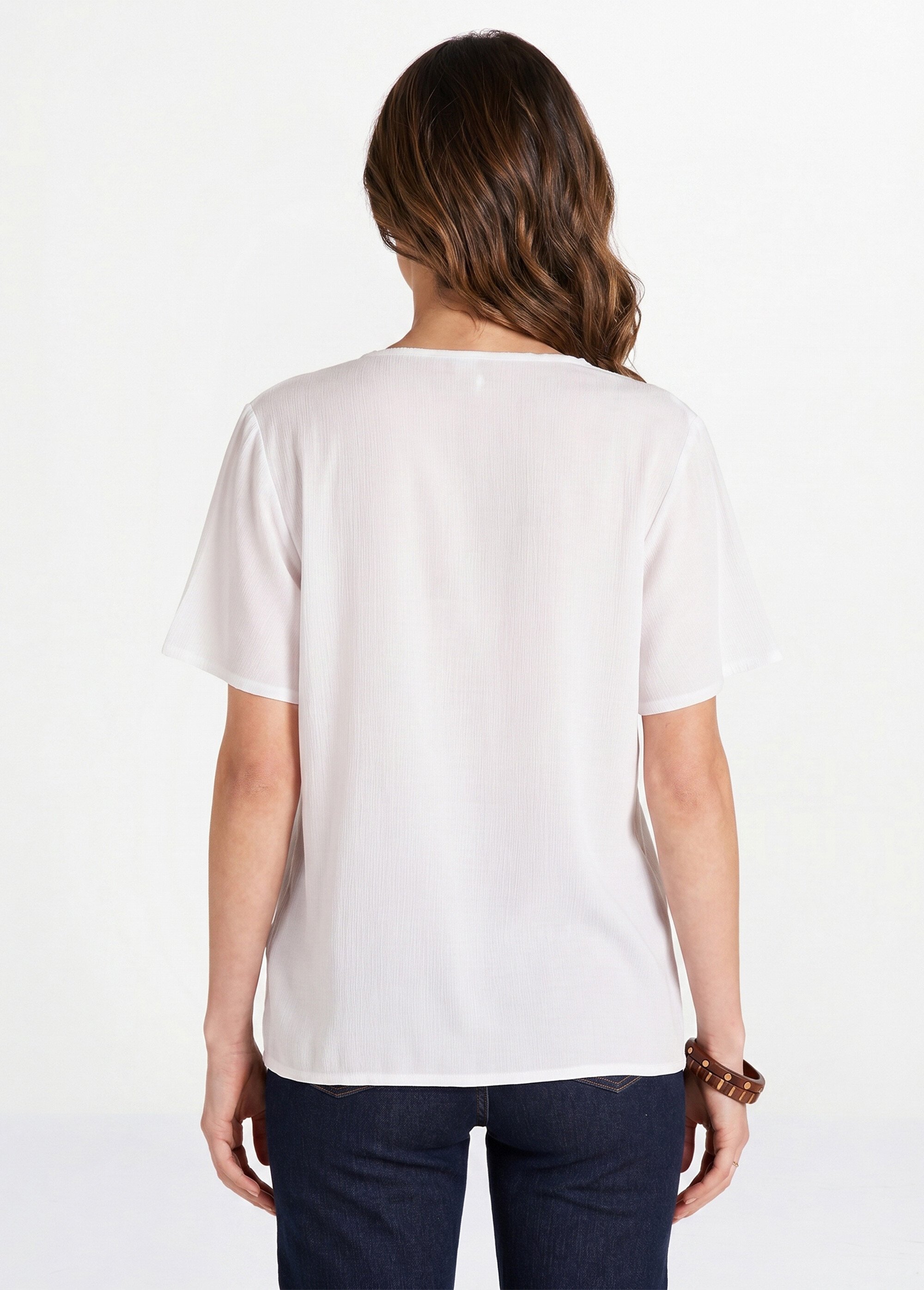 Tunique ample brodée longue Femme Blanc CADOLE DO1