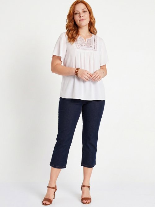 Tunique ample brodée longue Femme Grande Taille Blanc CADOLE SI1
