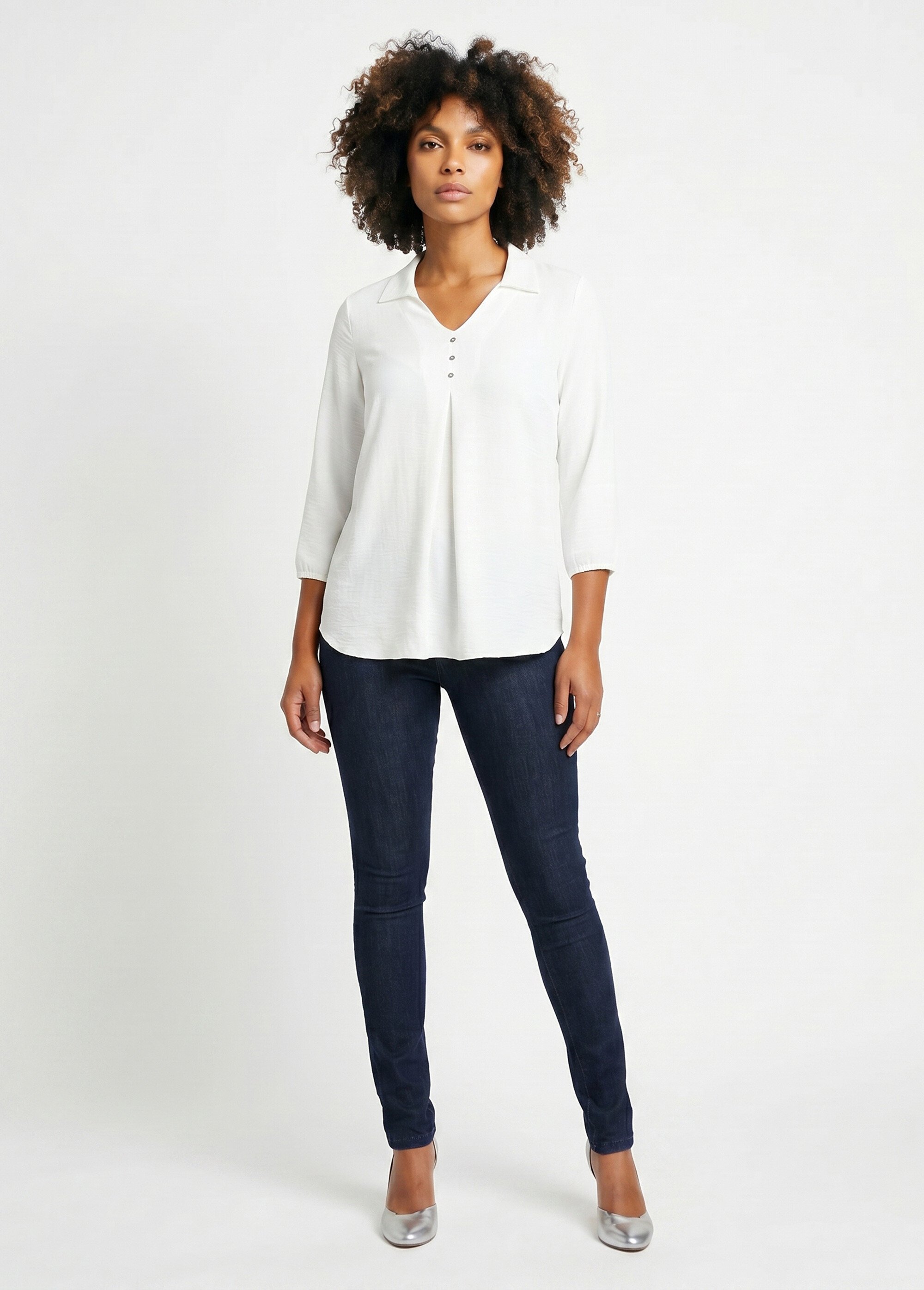 Tunique longue évasée unie Femme Beige CALAME SI1