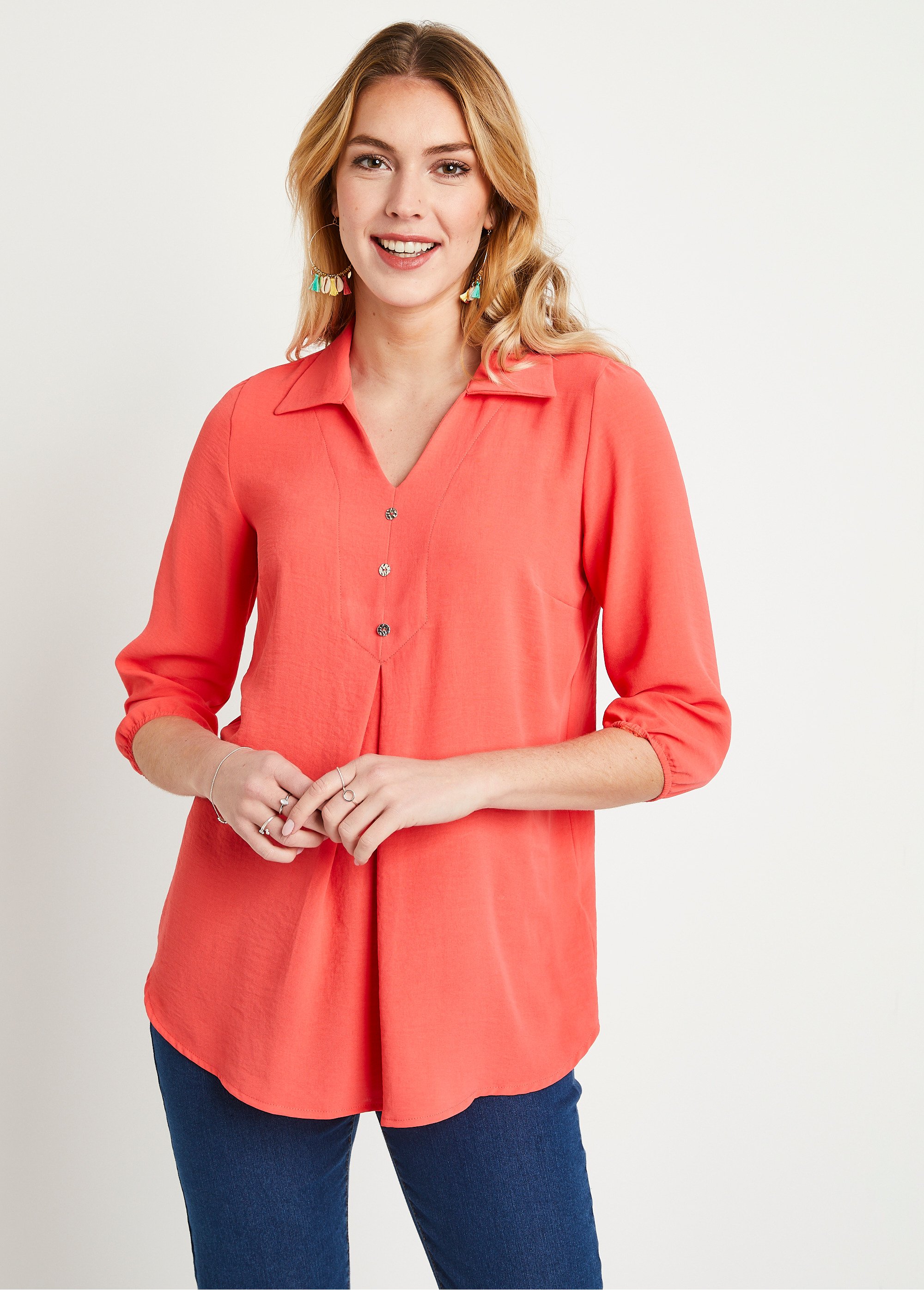 Tunique longue évasée unie