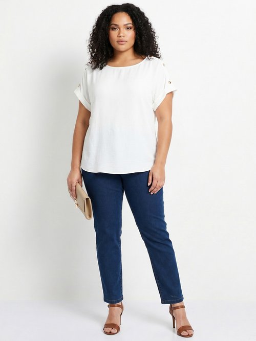 Tunique longue gaufrée ample Femme Grande Taille Beige CALMETTE SI1