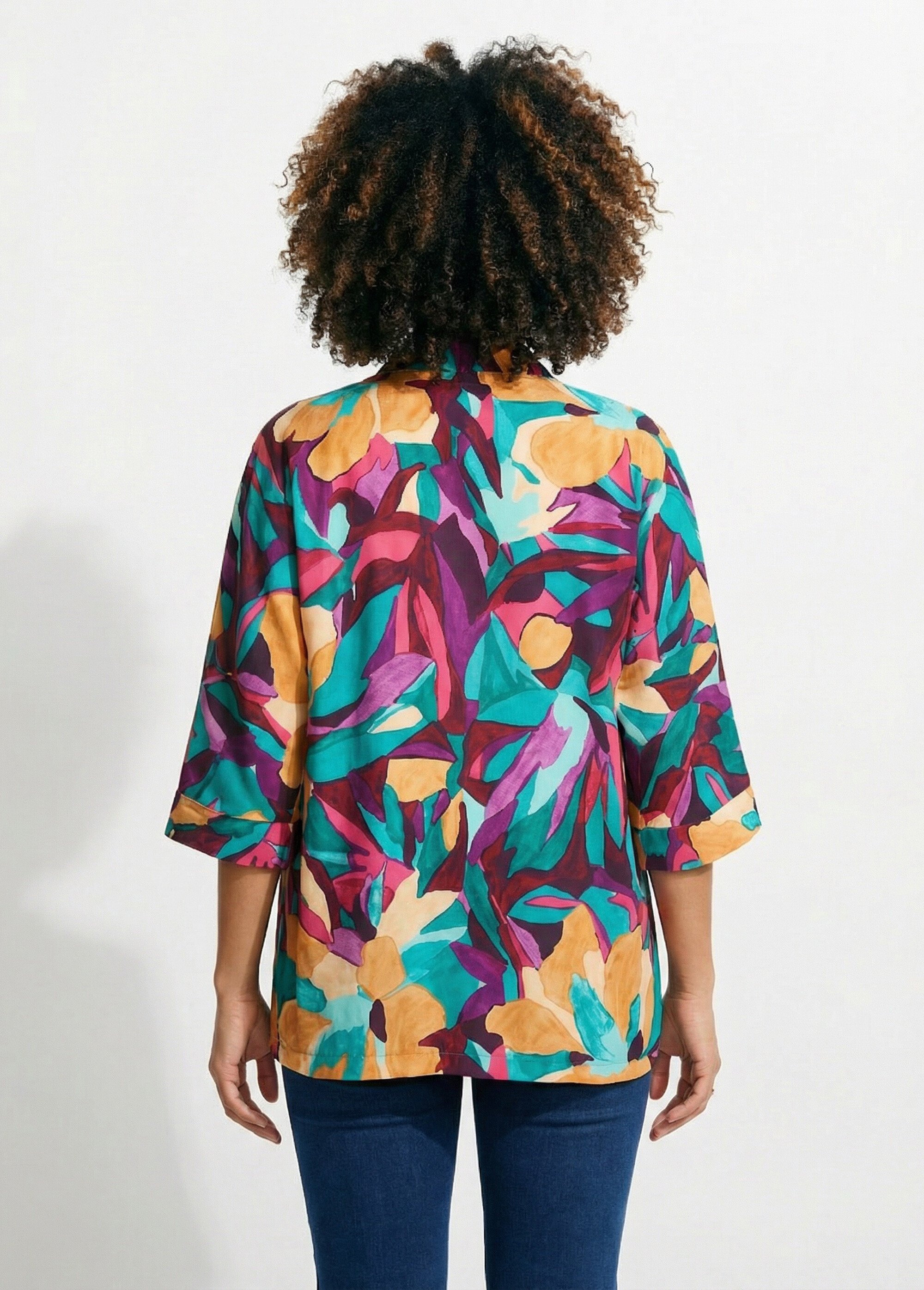 Veste longue ample motif floral