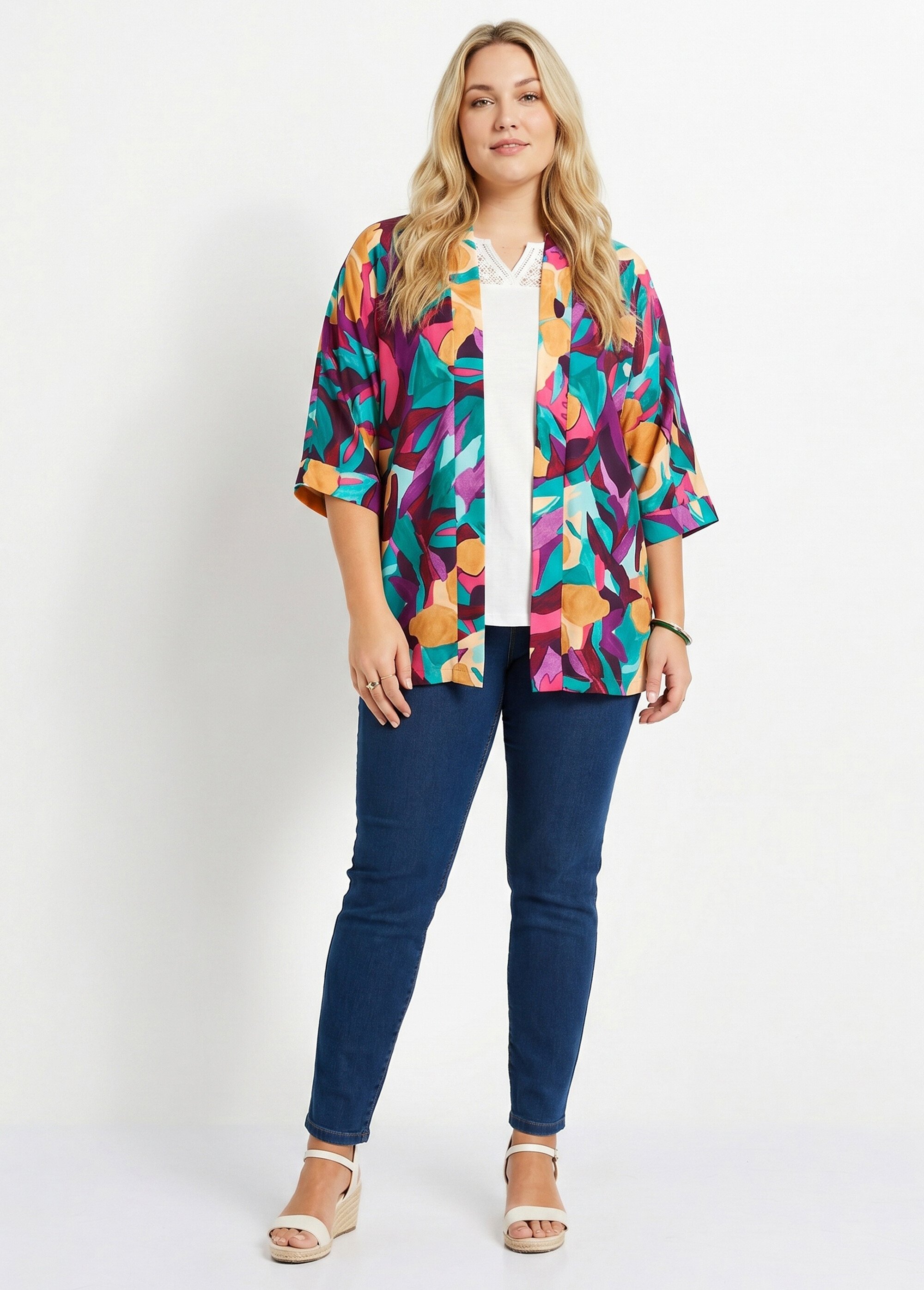 Veste longue ample motif floral Femme Grande Taille Violet TALENT SI1