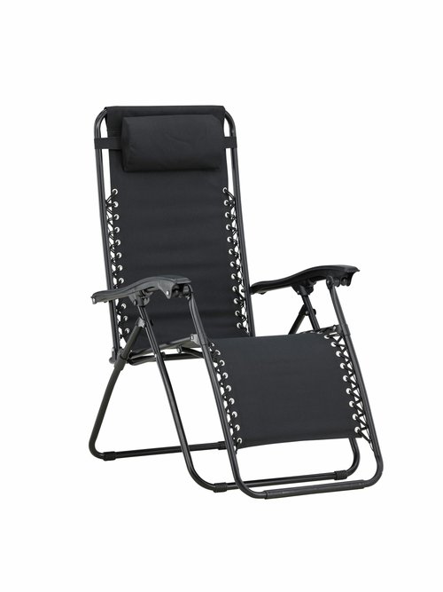 Chaise longue réglable acier + têtière NOIR VEN-9811-100 FA1