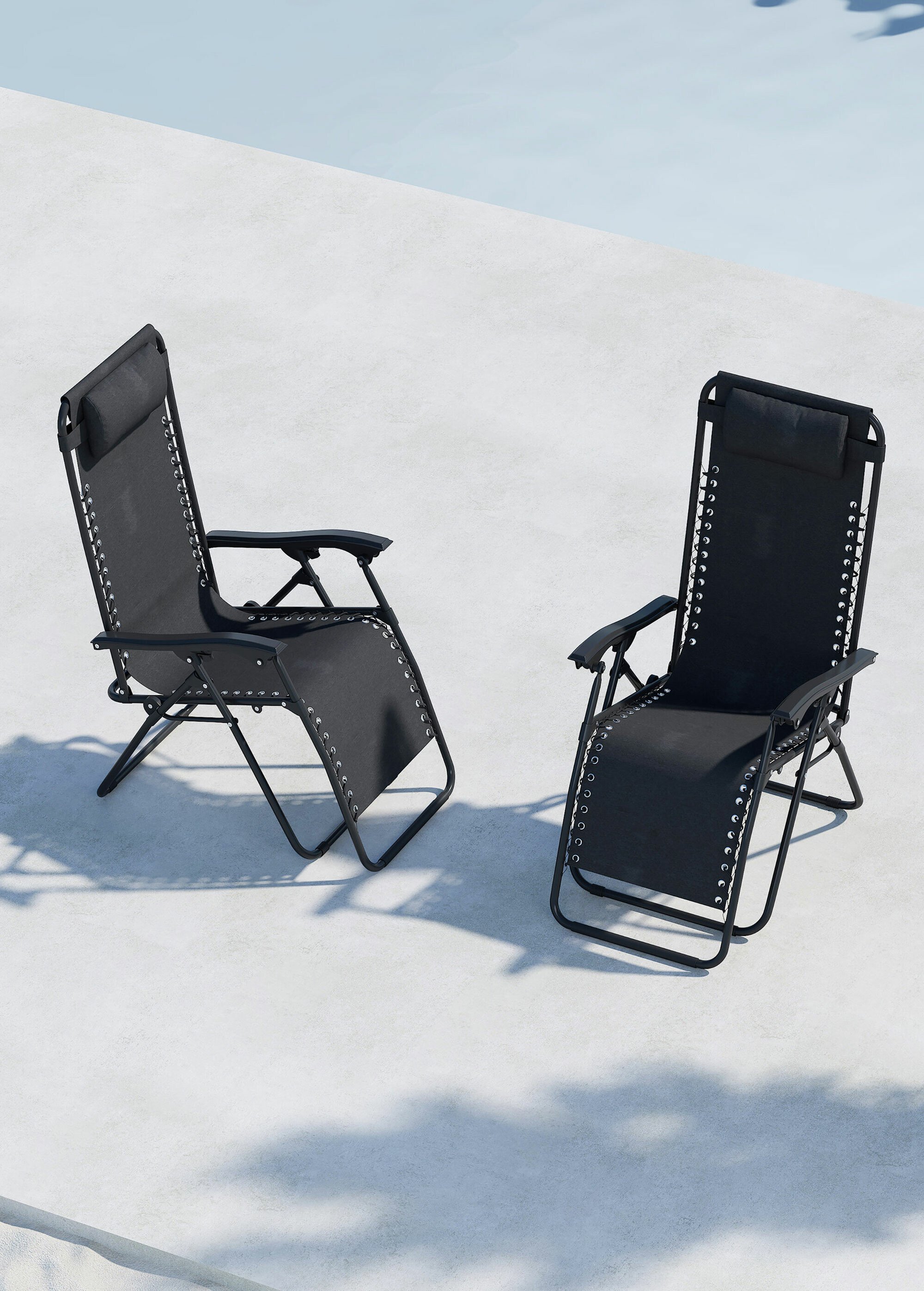 Chaise longue réglable acier + têtière NOIR VEN-9811-100 SI1