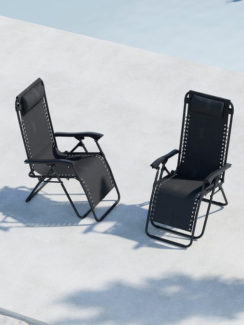 Chaise longue réglable acier + têtière NOIR VEN-9811-100 SI1