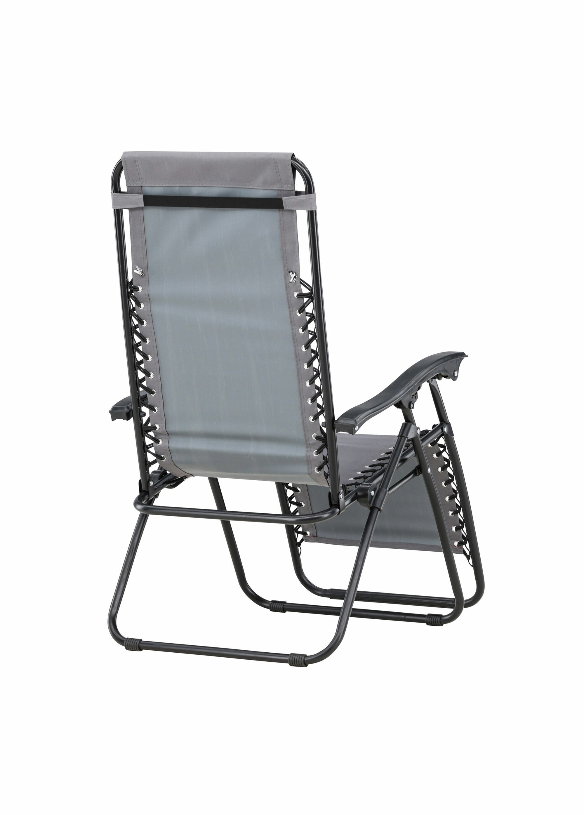 Chaise longue réglable acier + têtière GRIS VEN-9811-100 DO1