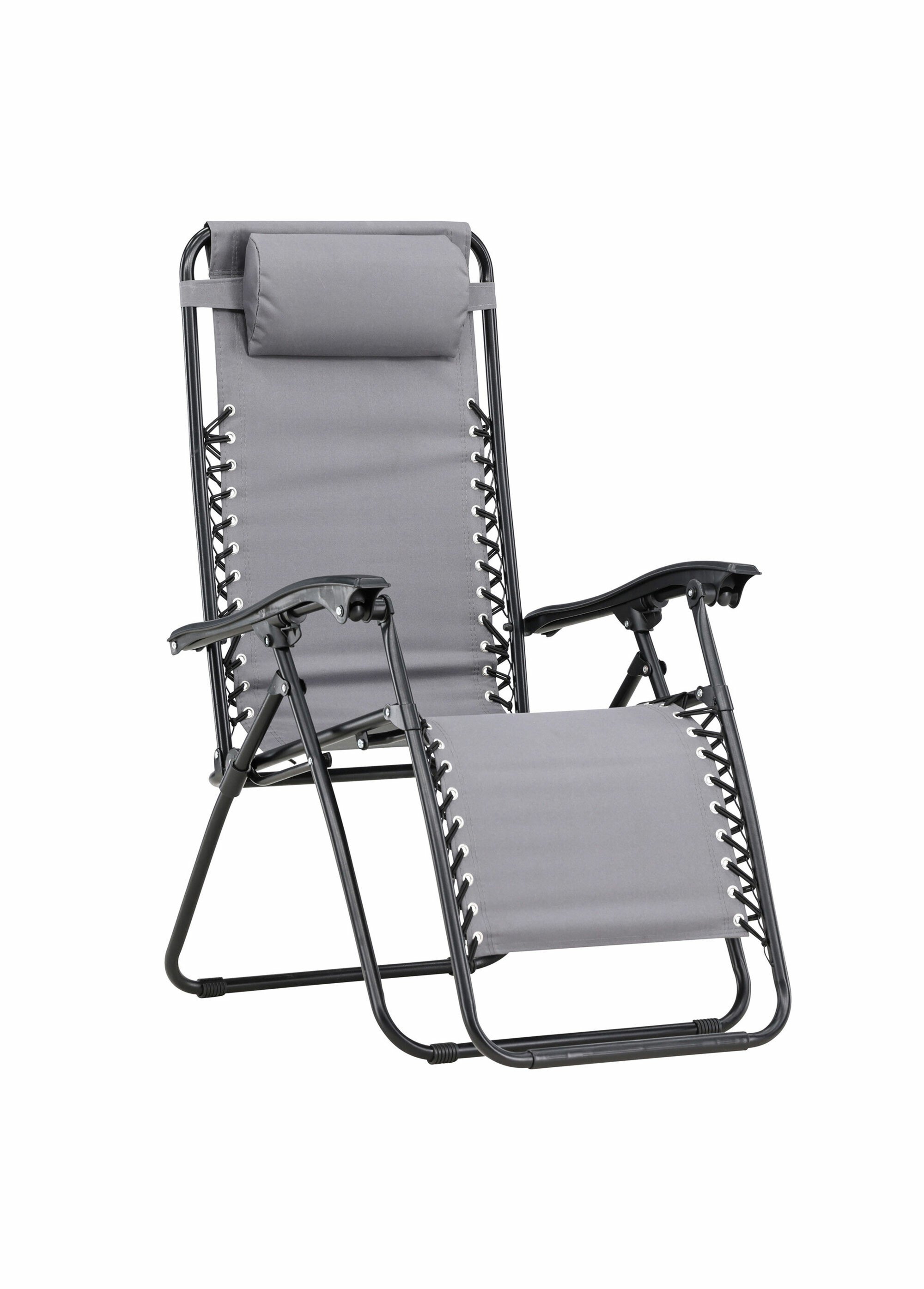 Chaise longue réglable acier + têtière GRIS VEN-9811-100 FA1