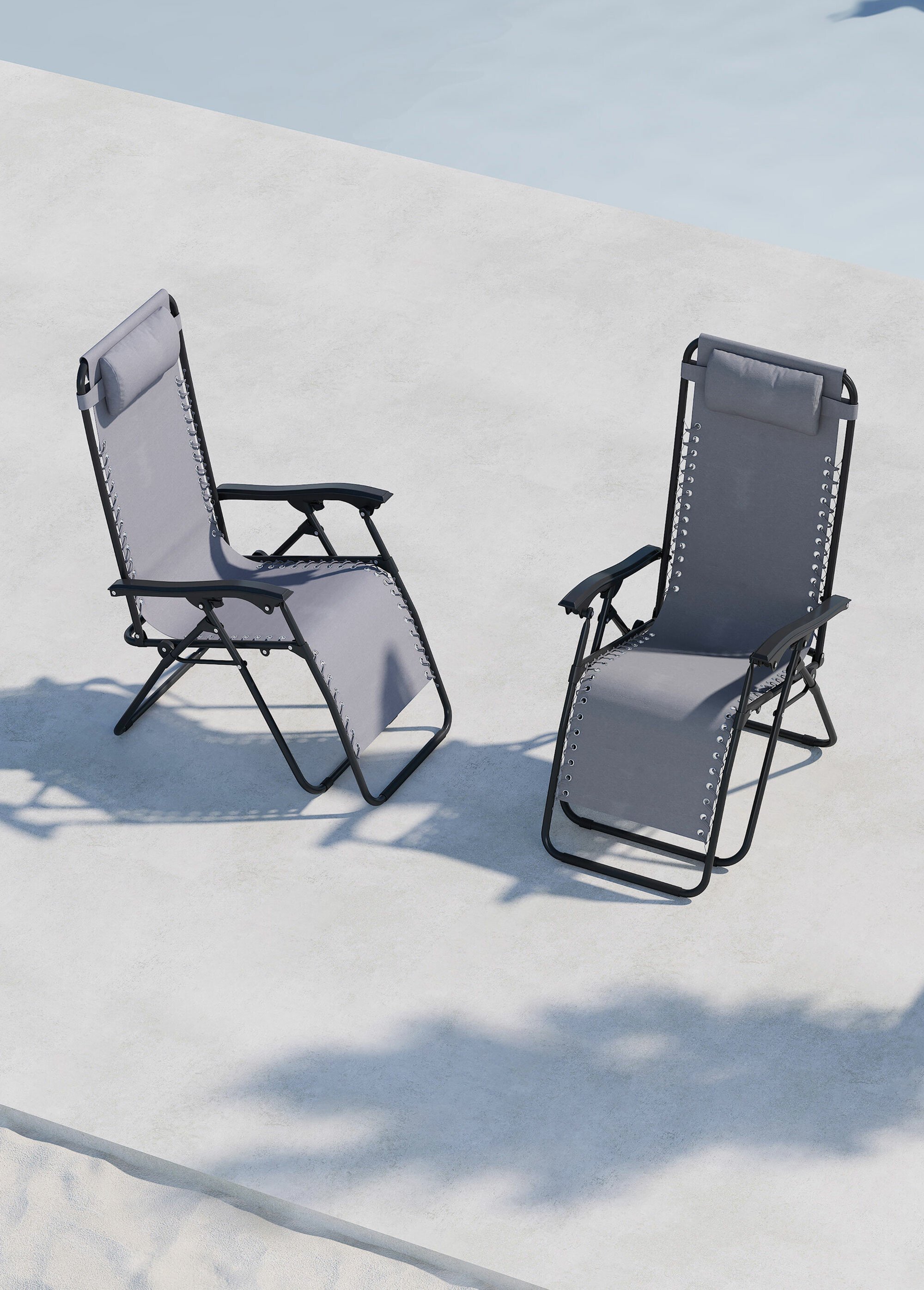 Chaise longue réglable acier + têtière GRIS VEN-9811-100 SI1