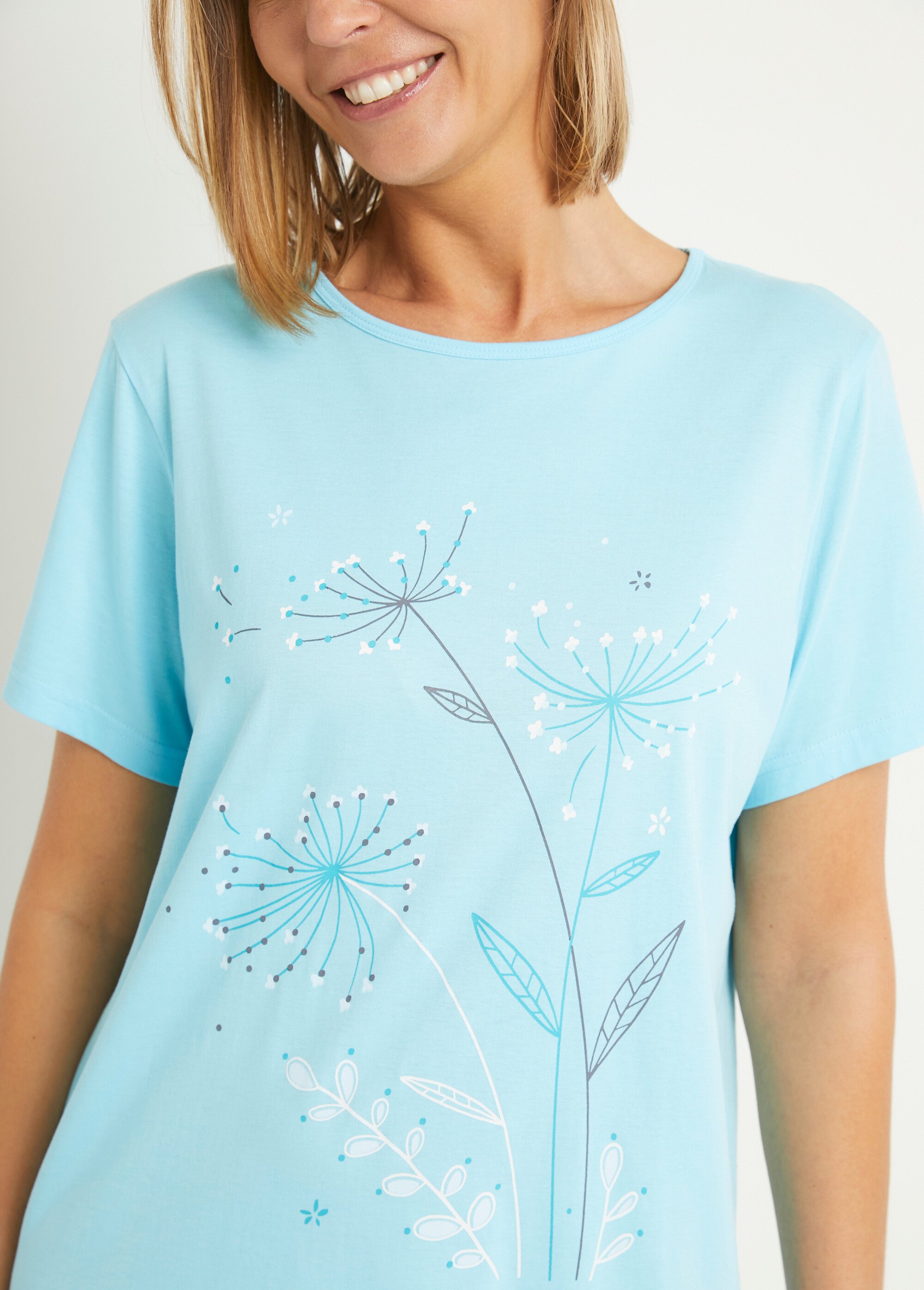 Chemise de nuit courte coton uni - lot de 2 Femme Bleu SCALA DE1