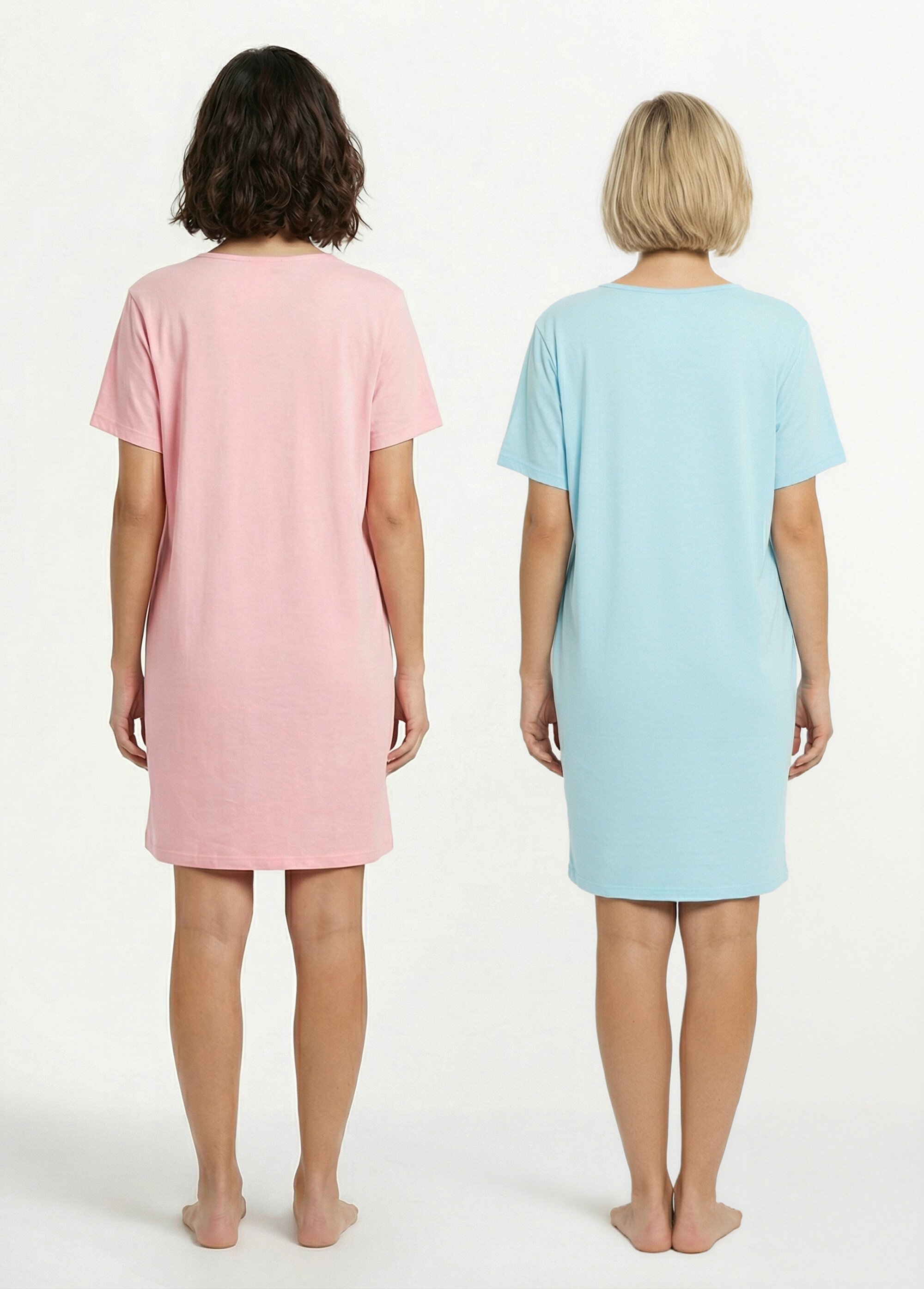 Chemise de nuit courte coton uni - lot de 2 Femme Bleu SCALA DO1