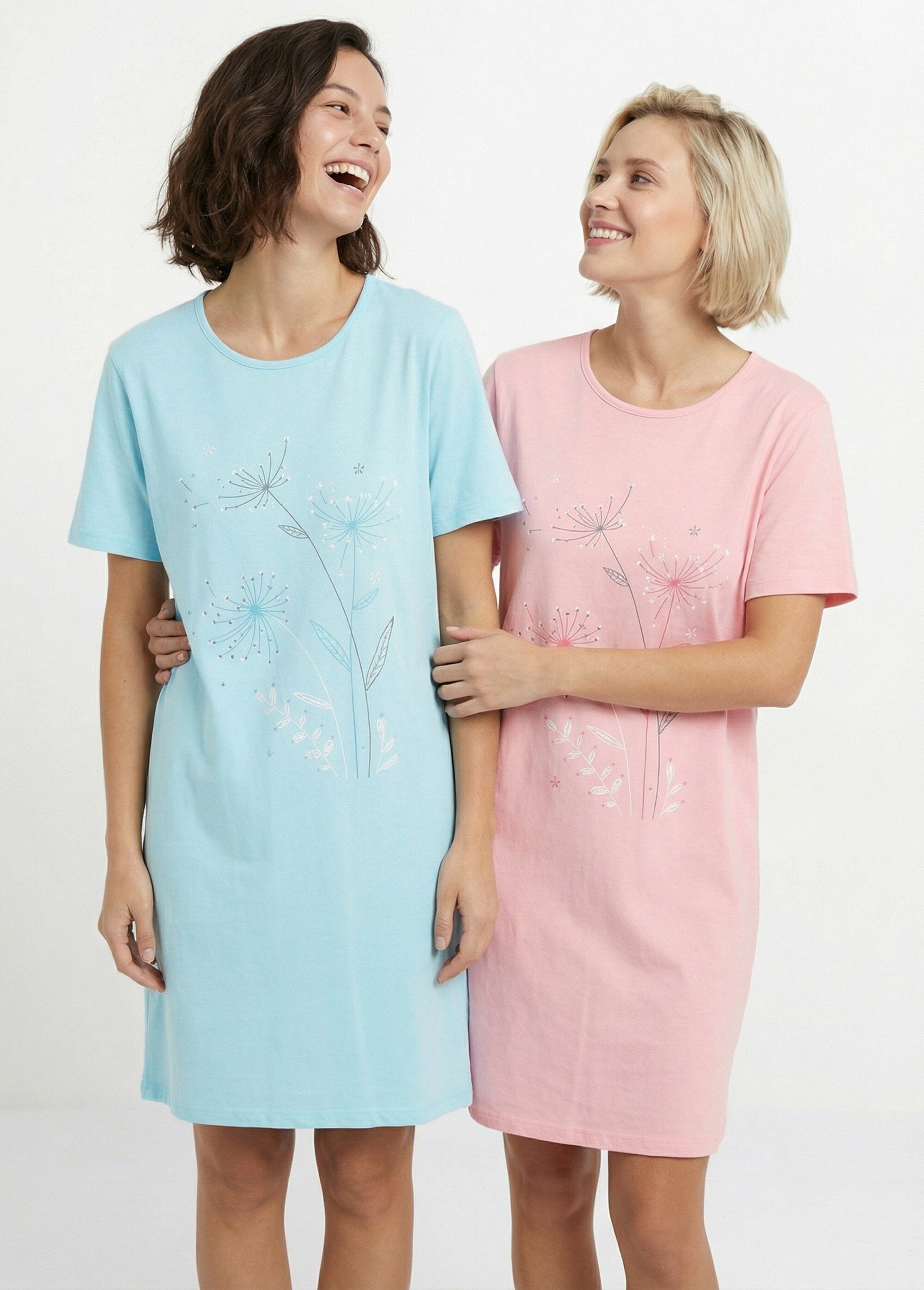 Chemise de nuit courte coton uni - lot de 2 Femme Bleu SCALA MV1