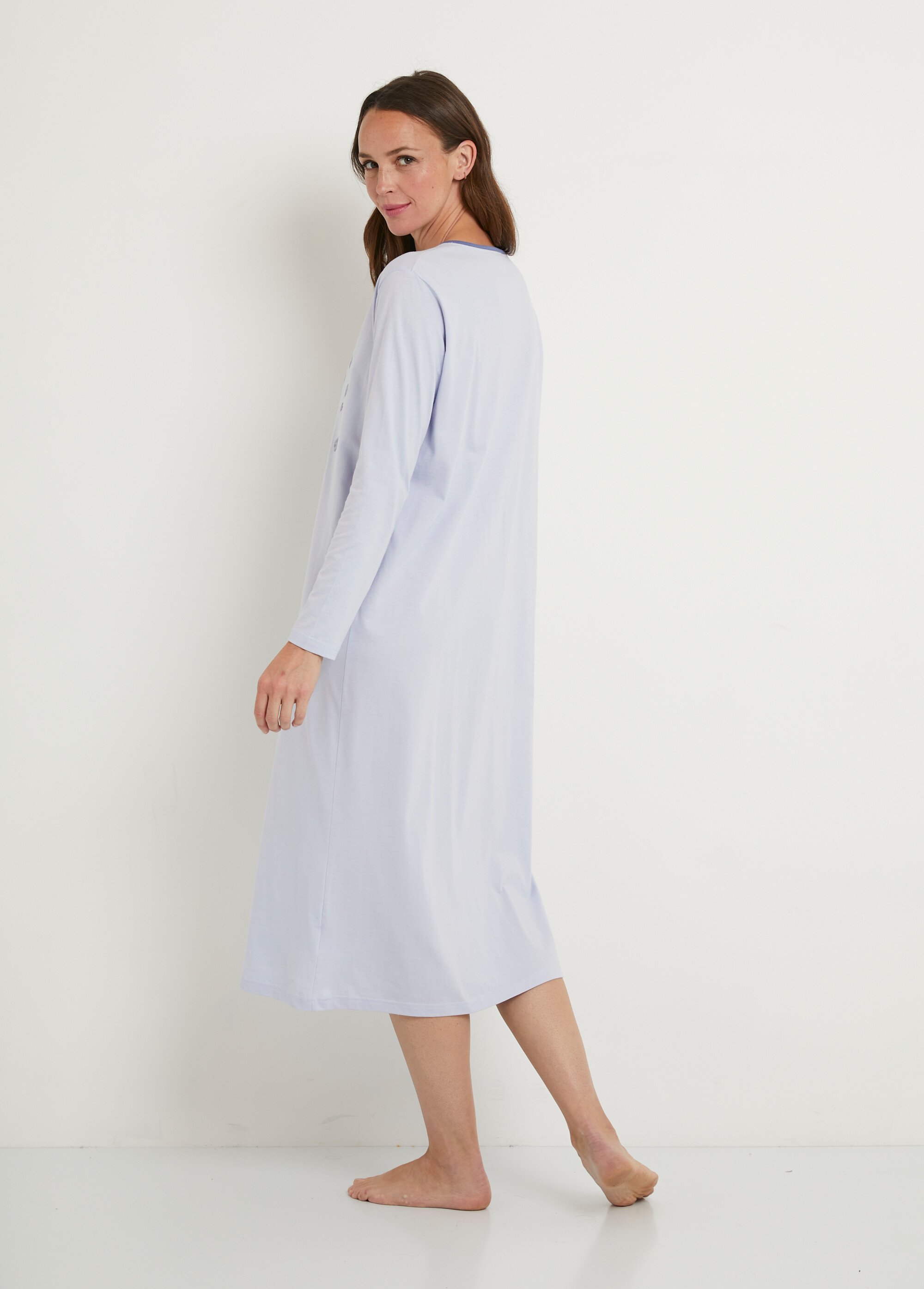 Chemise de nuit manches longues coton - lot de 2