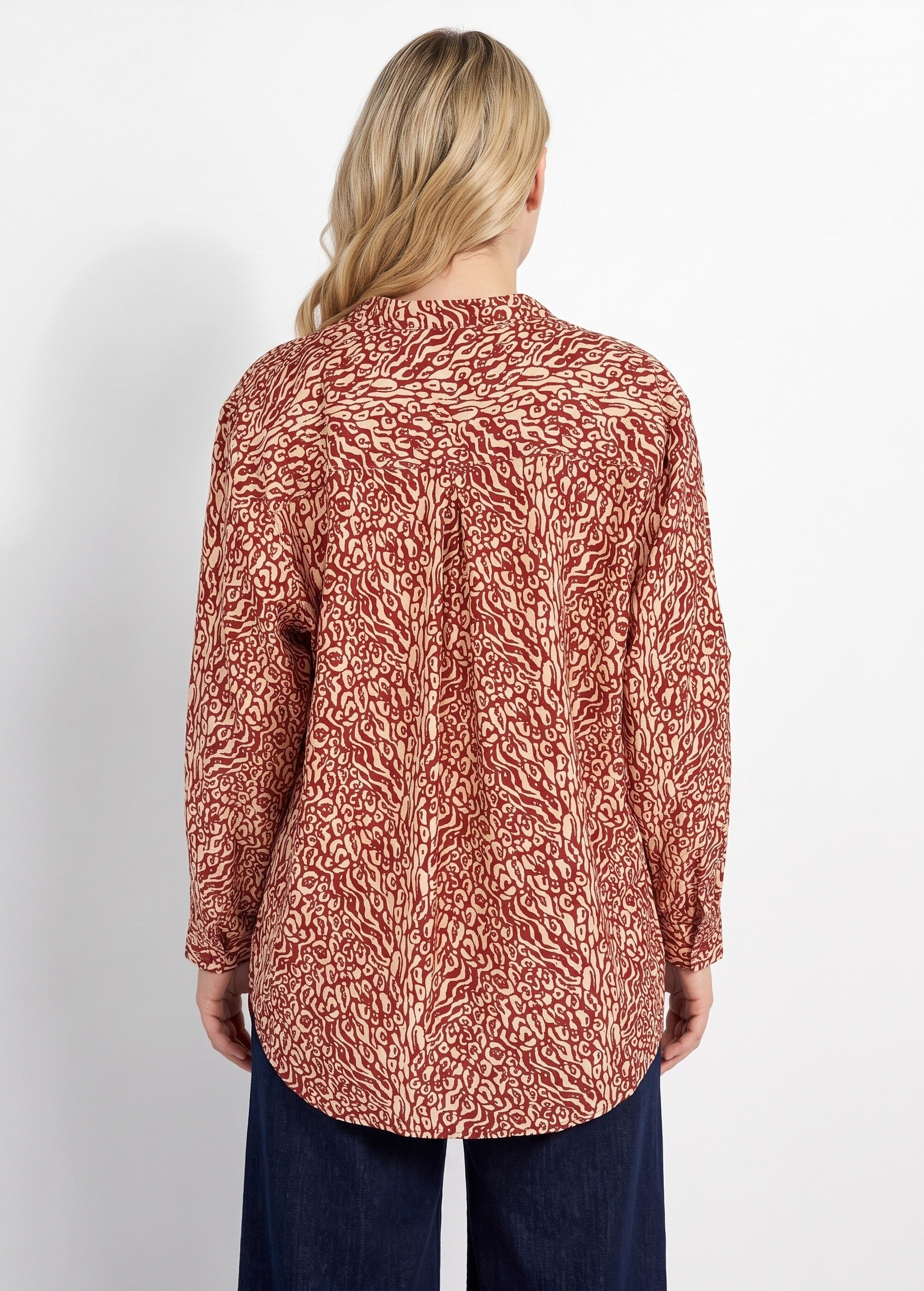 Chemisier motif animalier avec fil doré Femme Grande Taille Orange CHY-F704 DO1