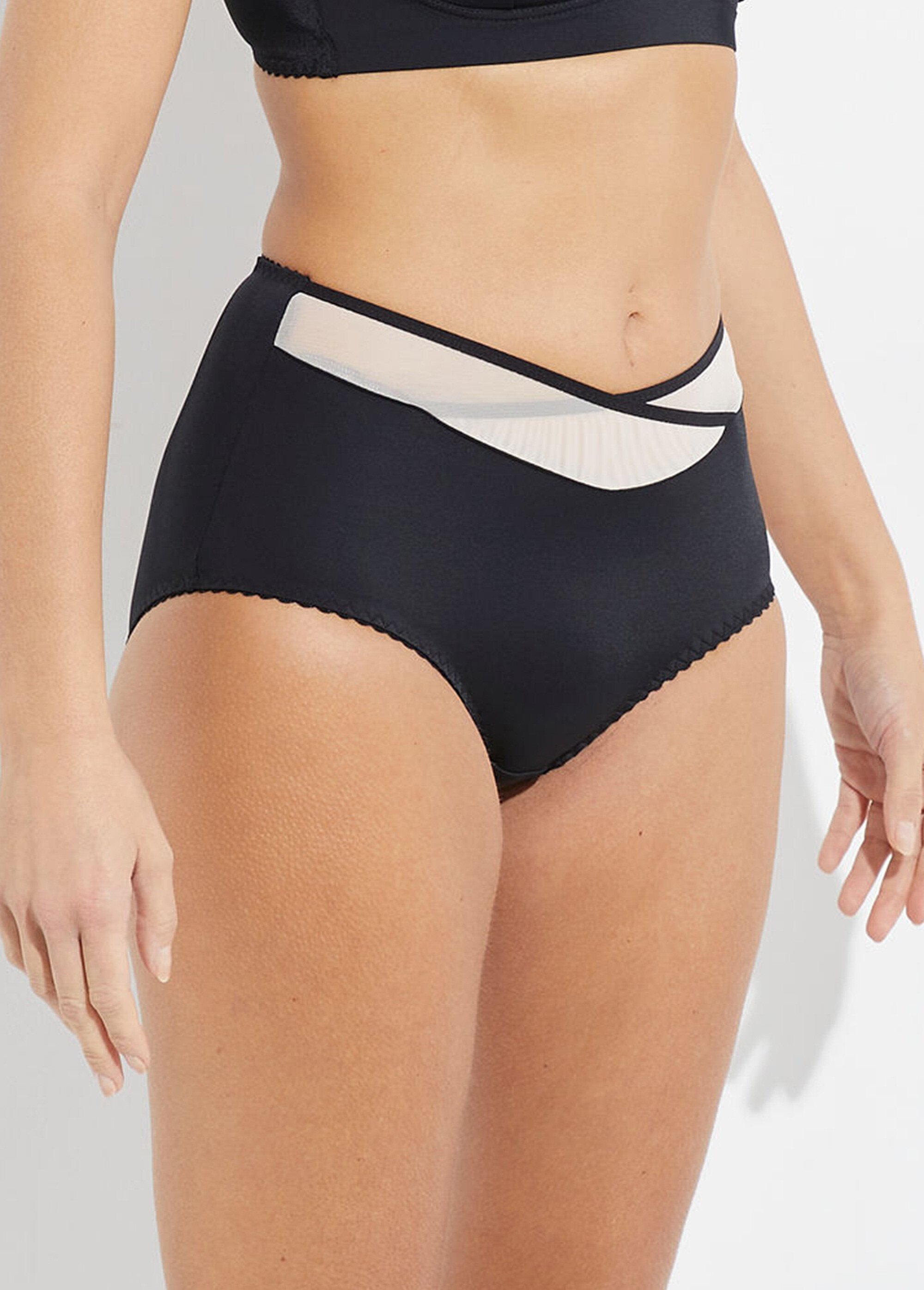 Culotte midi taille normale tulle et microfibre Femme Noir DEVOTION DR1