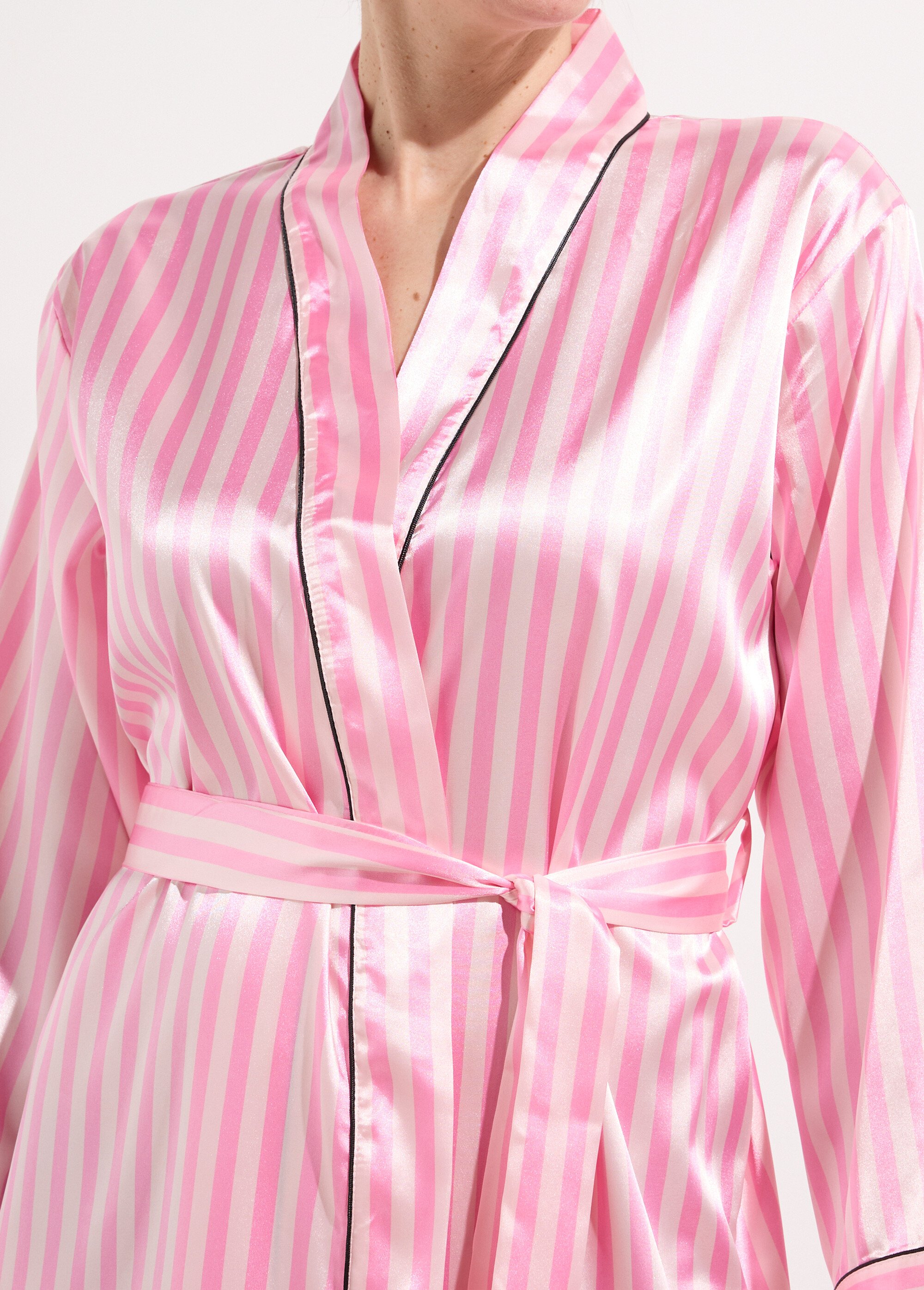 Ensemble satin Nuisette + déshabillé Femme Rose H-NT025 DE2