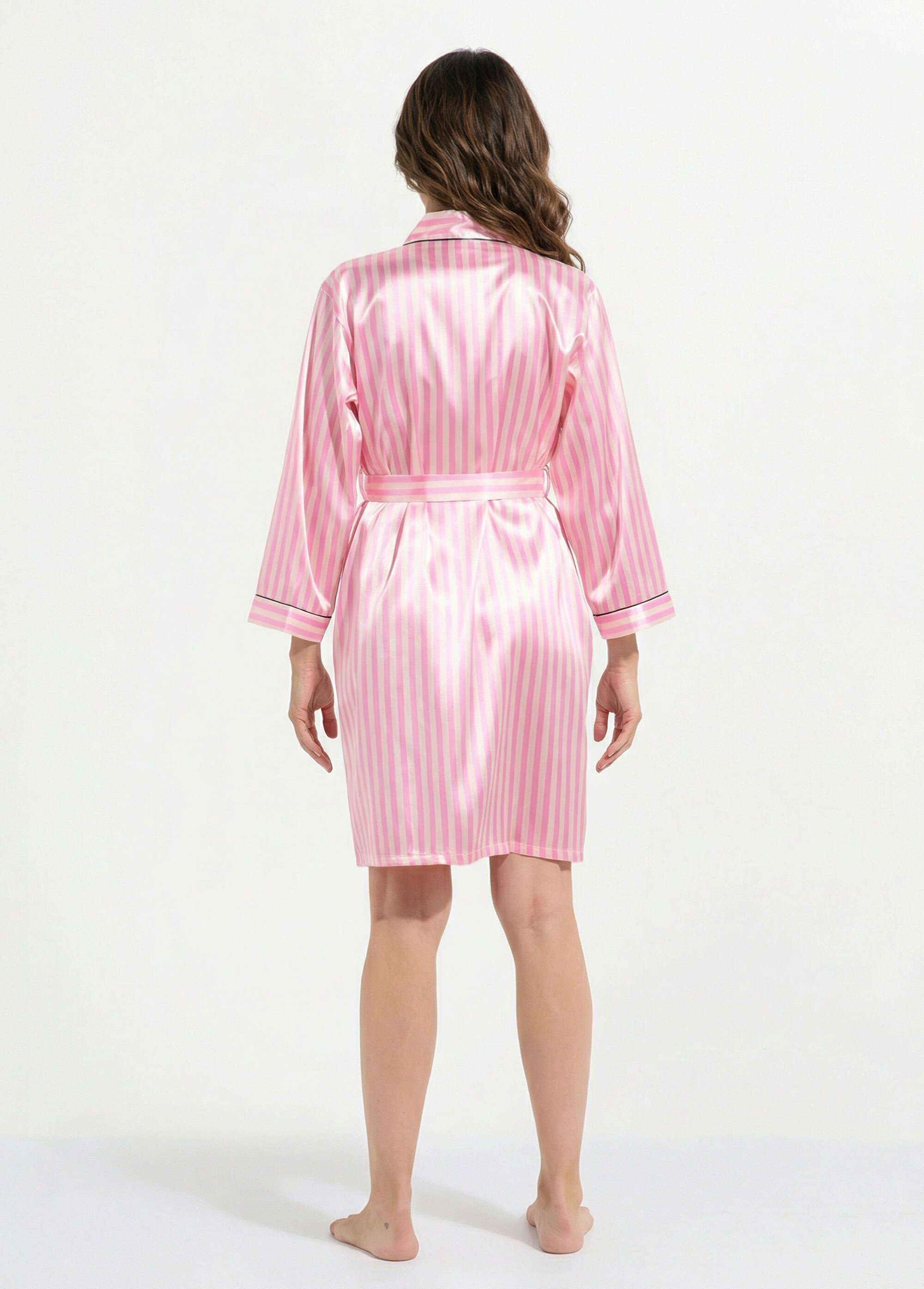 Ensemble satin Nuisette + déshabillé Femme Rose H-NT025 DO1