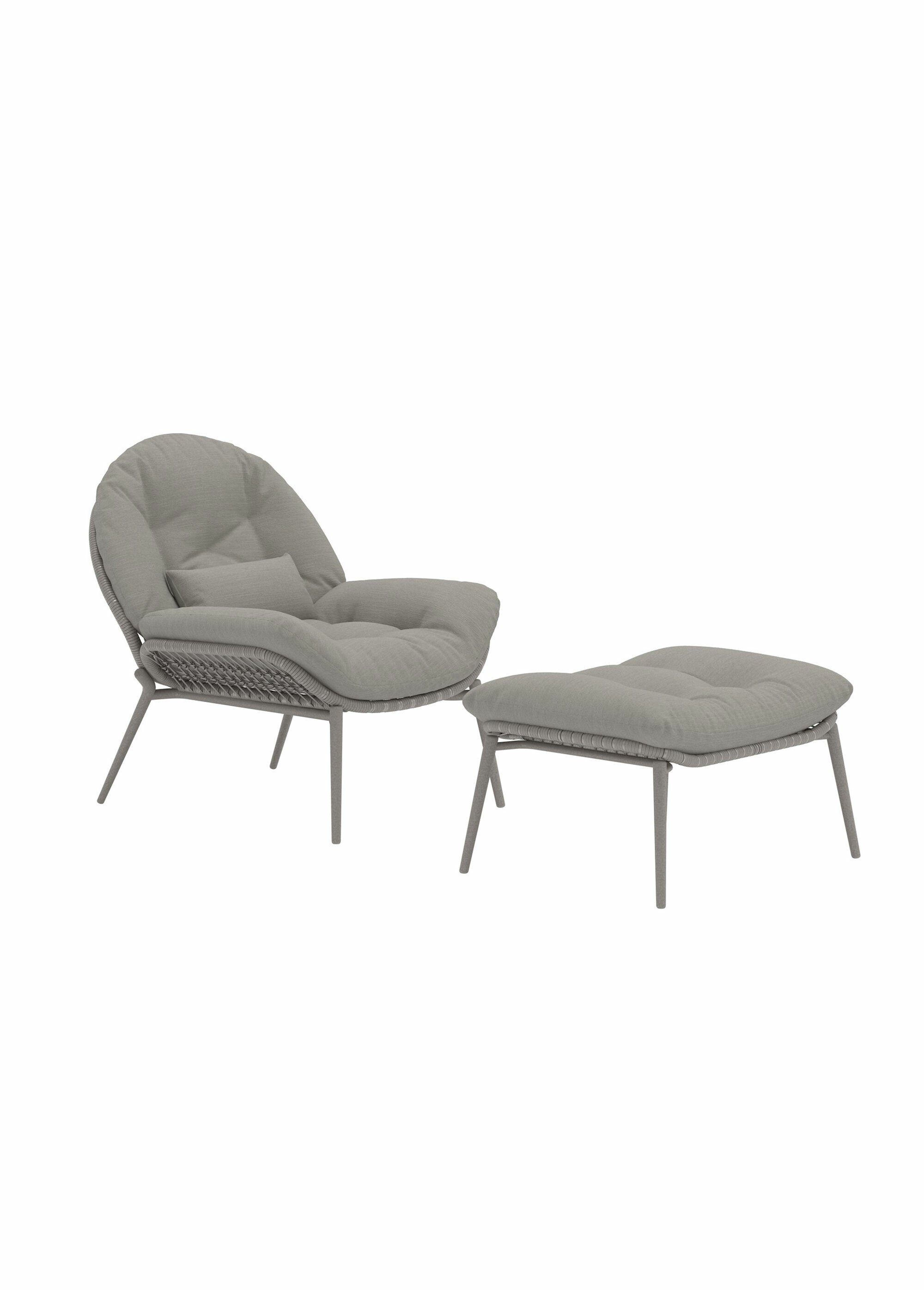Fauteuil avec coussin + repose pieds BEIGE VEN-9921-222 FA1