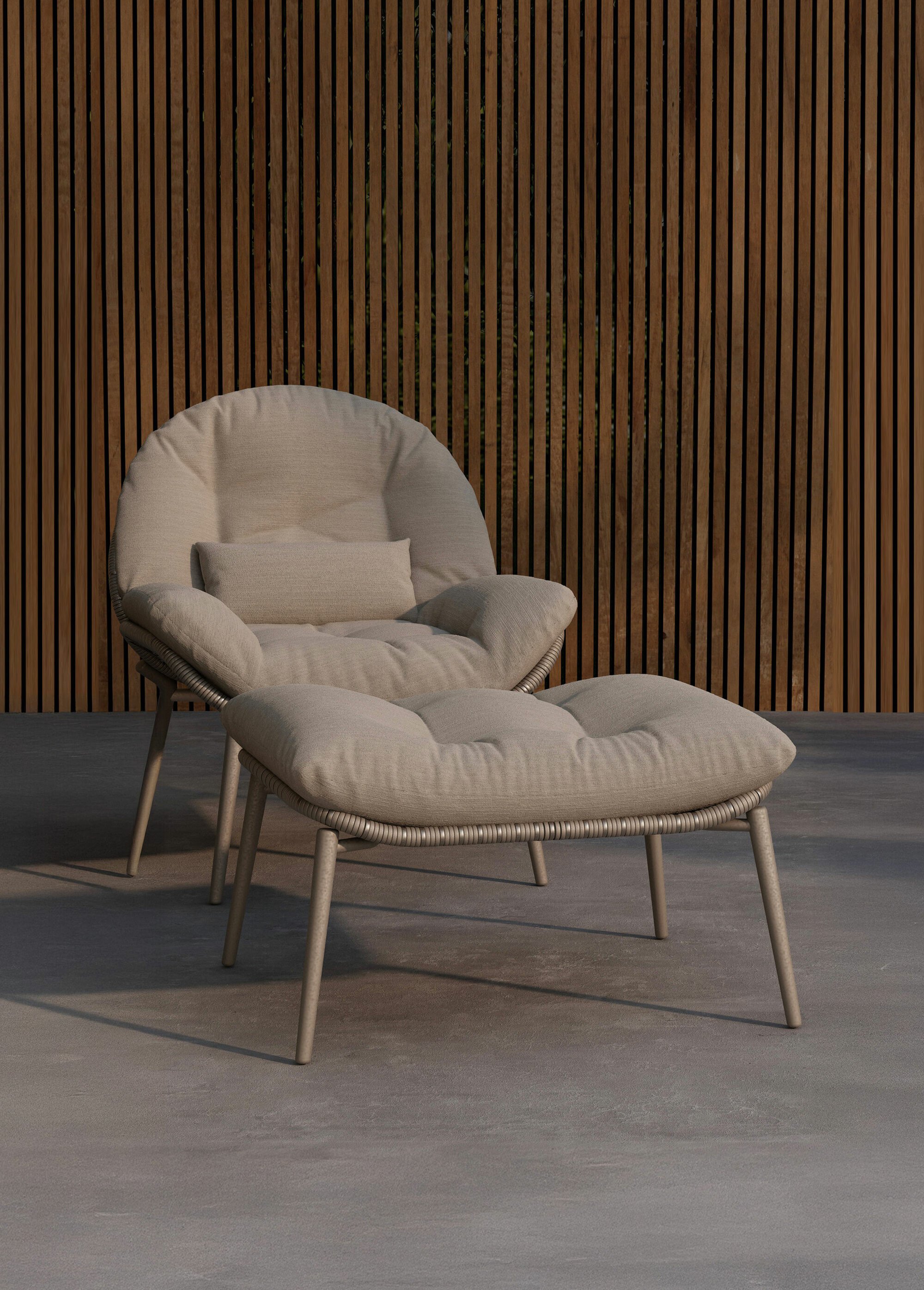 Fauteuil avec coussin + repose pieds BEIGE VEN-9921-222 SI1
