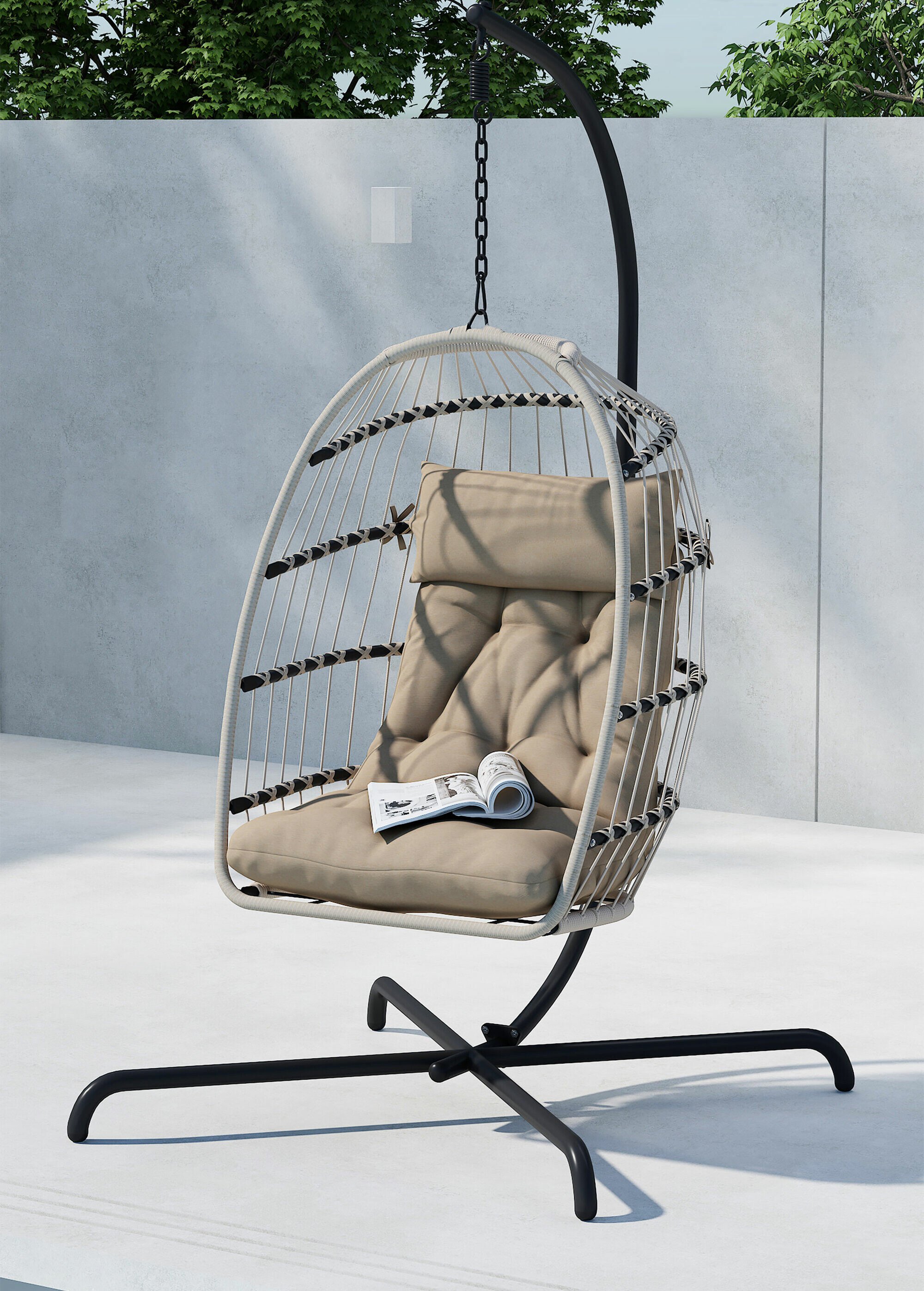 Fauteuil suspendu et coussin + Structure GRIS VEN-9799-100 SI1