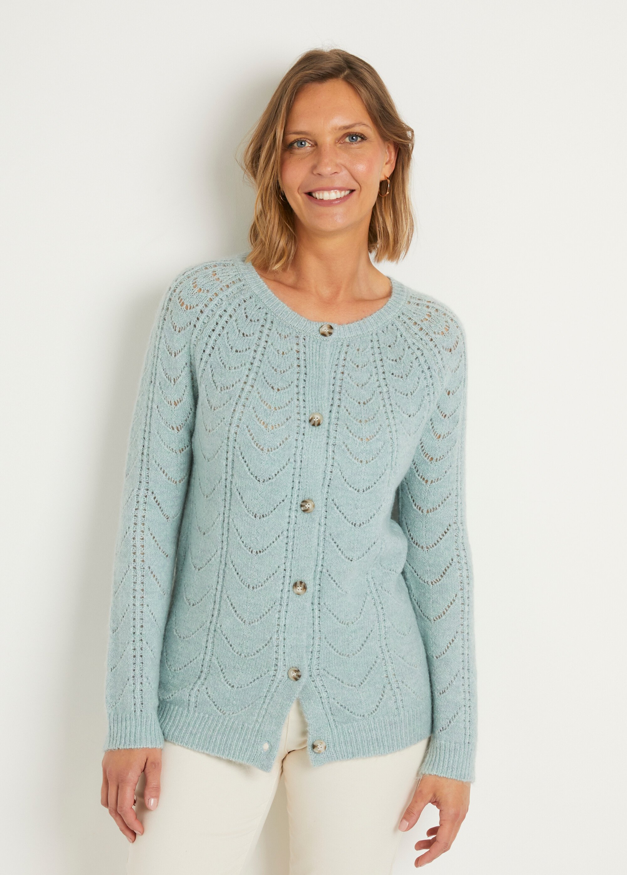 Cardigan Fille Blue Seven Gris - Taille L, Manches Courtes, Col Rond, Boutons - Bon état