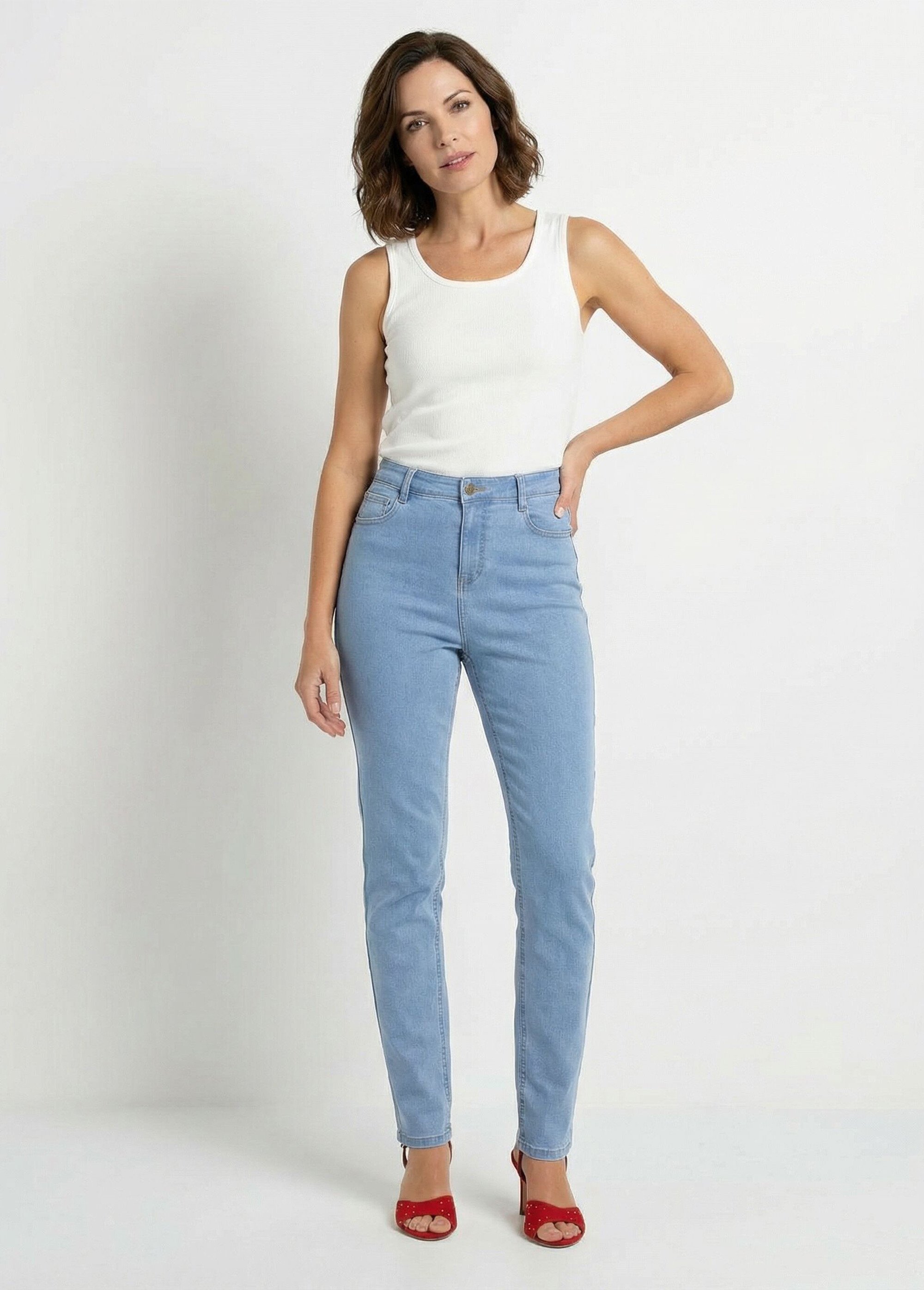 Jean taille haute coupe droite Femme BLEACHED NIVOINE MV1