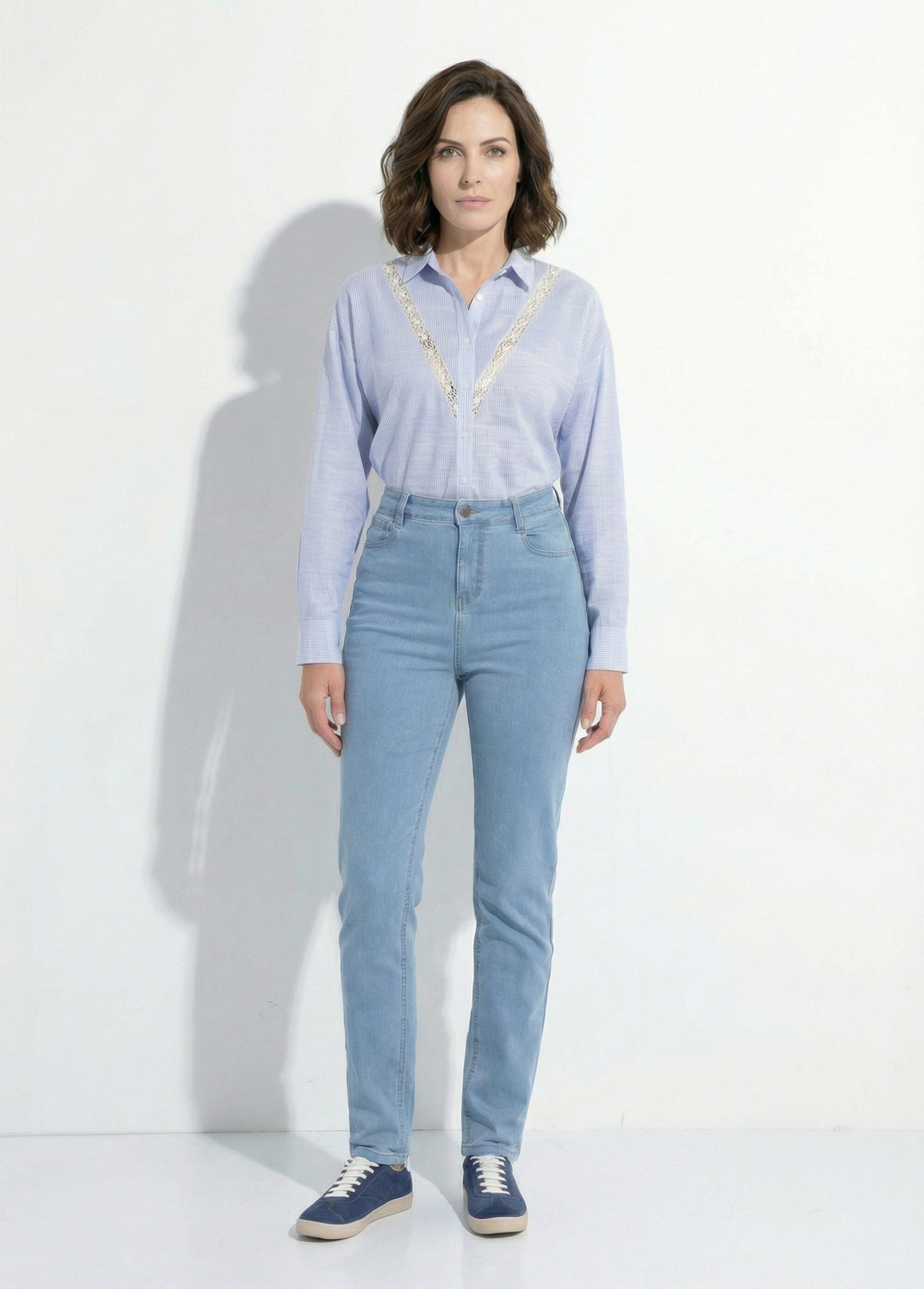 Jean taille haute coupe droite Femme BLEACHED NIVOINE SF1